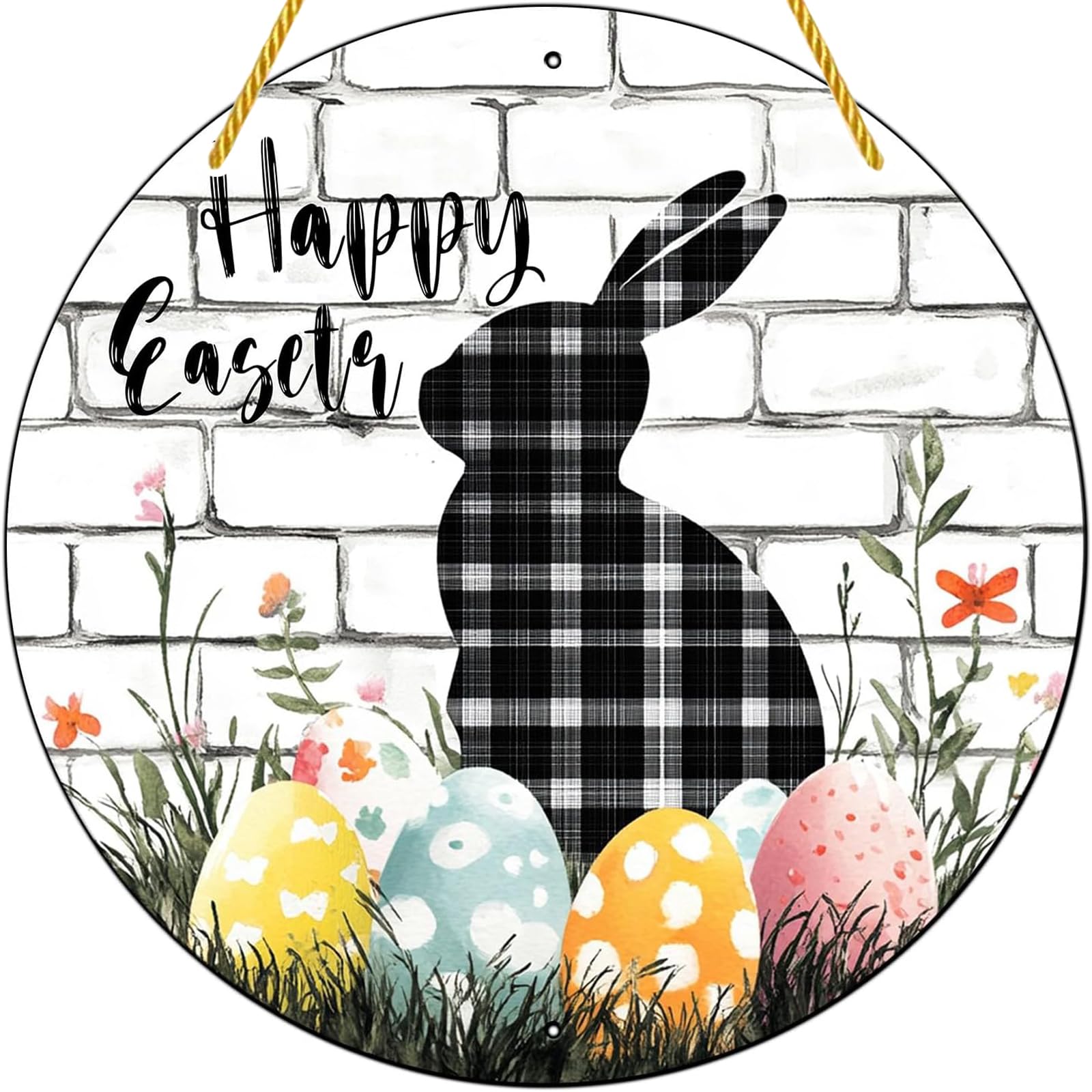 Acrylic Window Hanging Happy Easter Bunny Rabbit Acrylic Stained Hanging Window Decoration for Indoor Outdoor Home Garden Decor 12 Inch