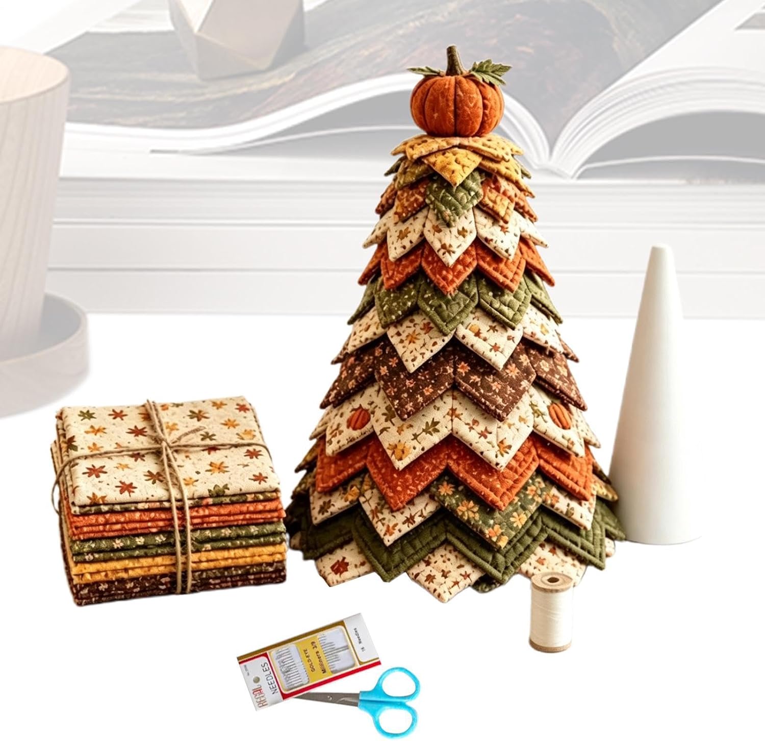 Christmas Fabric Tree - 3D Quilted Soft Handmade Craft, Holiday Table Decor