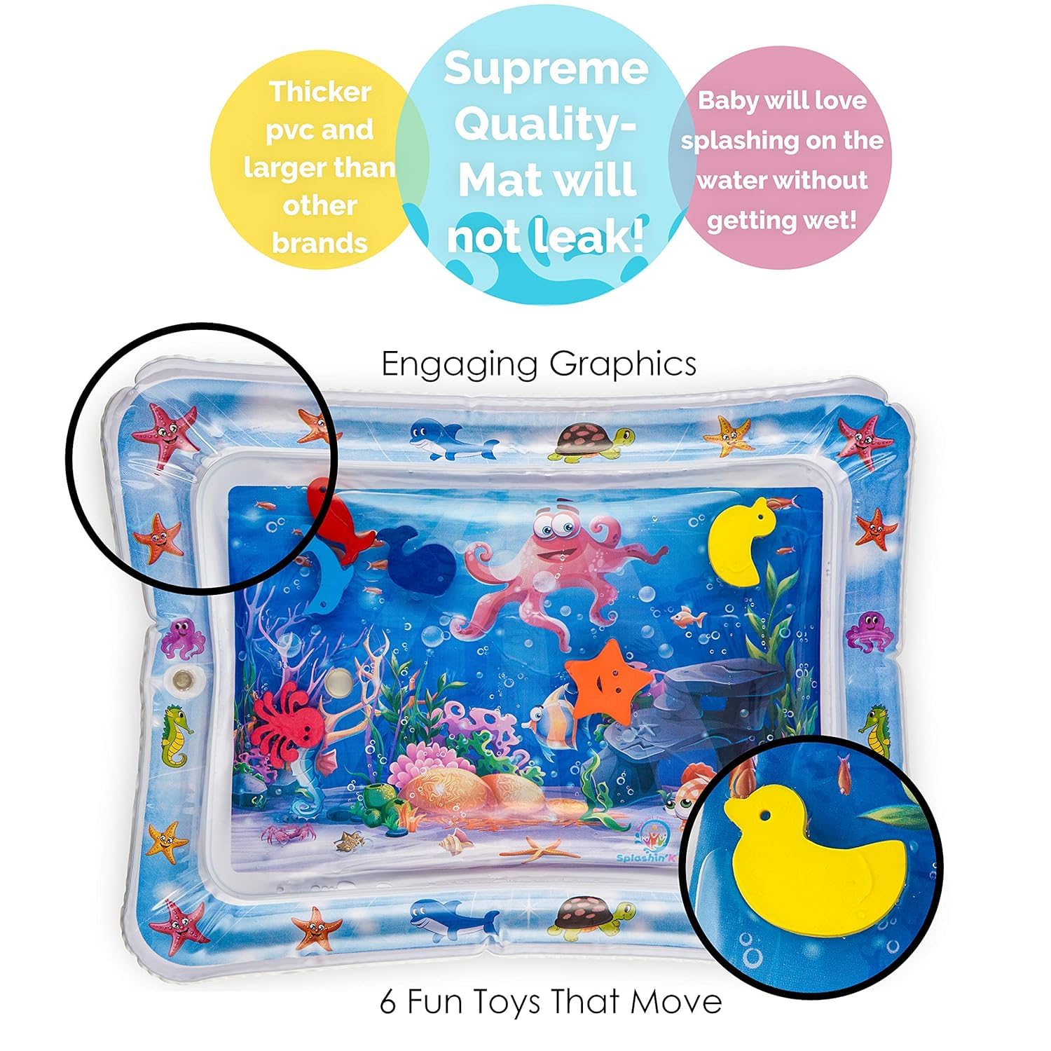 Zeccorp Tummy Time Water Mat for Babies | Sensory Play Babies for 6-12 Months | Newborn Baby Essentials | Water-Filled Activity Mat | Baby Gifts | Fun Activity Play Center Indoor and Outdoor Activity | Pack of 1 - Image 4 thumbnail