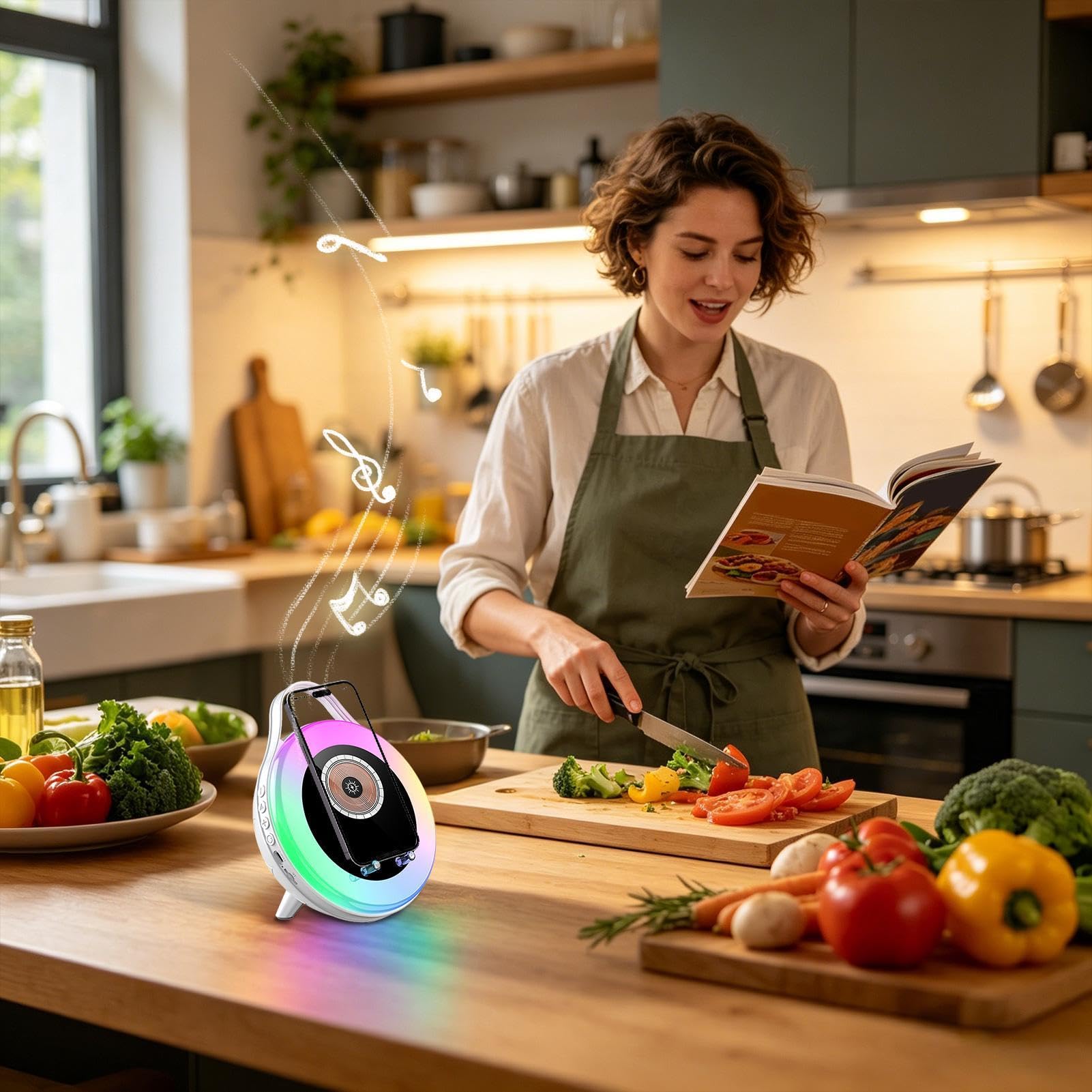 Supporto del sensore del cellulare RGB di ricarica rapida 'altoparlante audio di induzione | Supporto per altoparlante wireless per casa, ufficio, camera da letto, appartamento, dormitorio, comodino