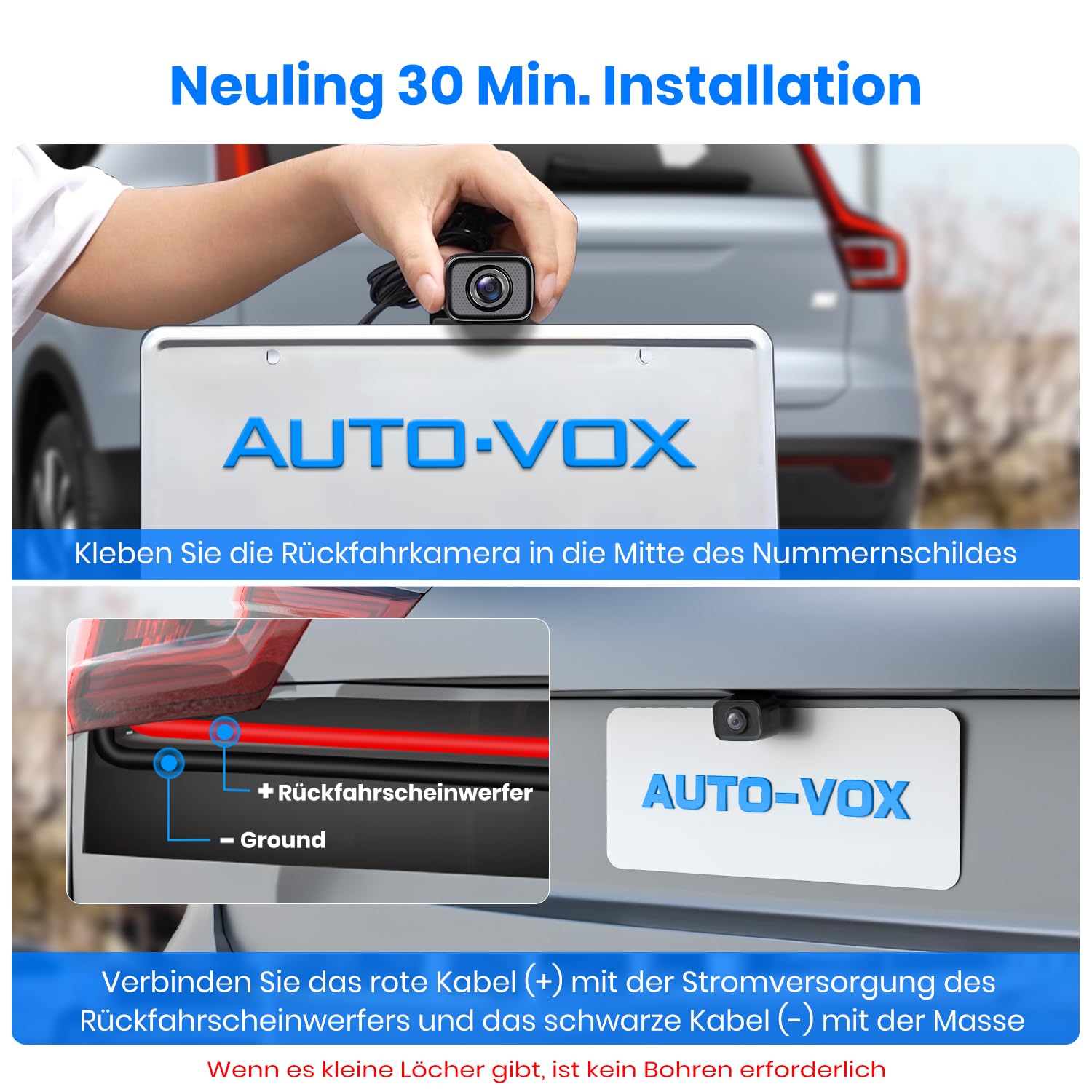 AUTO-VOX W7 5" LCD Kabellos Digital Rückfahrkamera Set, IP68 Wasserdicht Nachtsicht