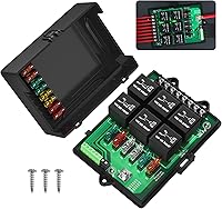 Joinfworld 12V Waterproof Relay Fuse Box with 6 Relays, 14 ATC/ATO Fuses, LED Indicators - Universal Automotive Panel