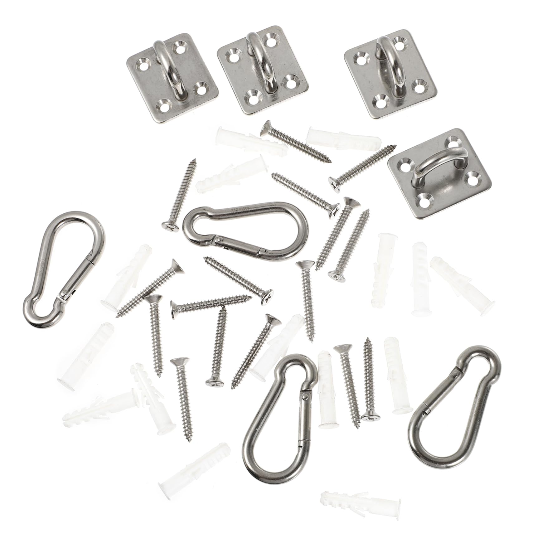 HAWILLOSCH 4-Piece Heavy Duty Stainless Steel with Snap Hooks Anchors for Ceiling Perfect for Hammock Fixtures