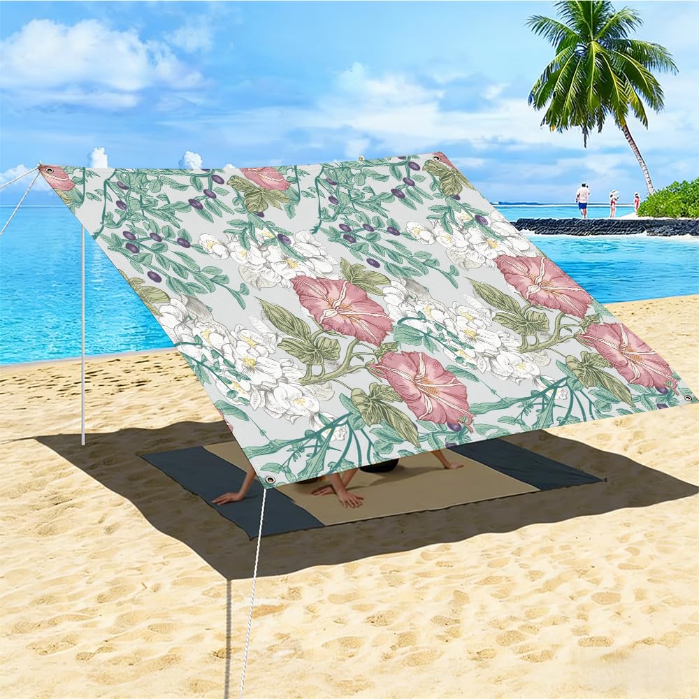 Toile d'ombrage extérieure imperméable Morbuy 200x200 cm motif floral