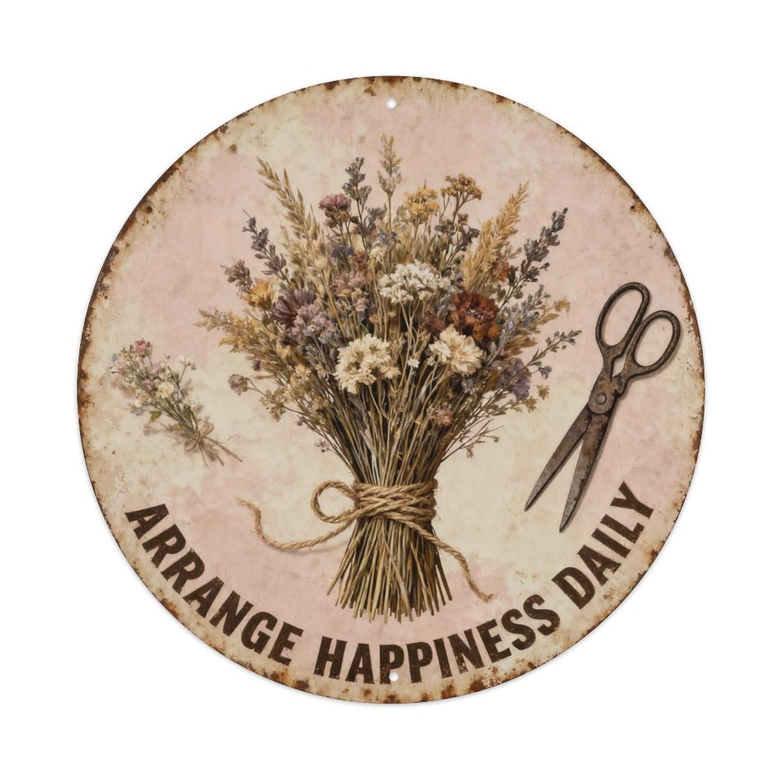 Arrange Happiness Daily Metal Tin Sign Plaque