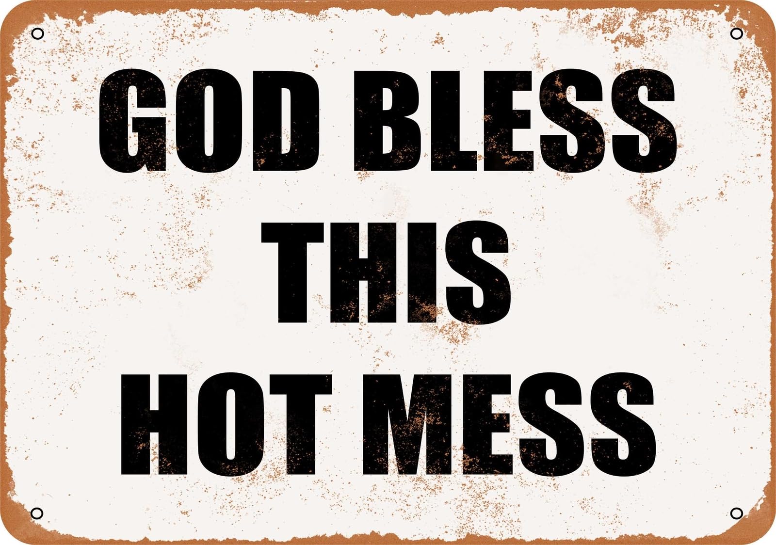 Miaomansenstore Metal Sign - God Bless This Hot Mess- Vintage Look Home Decor