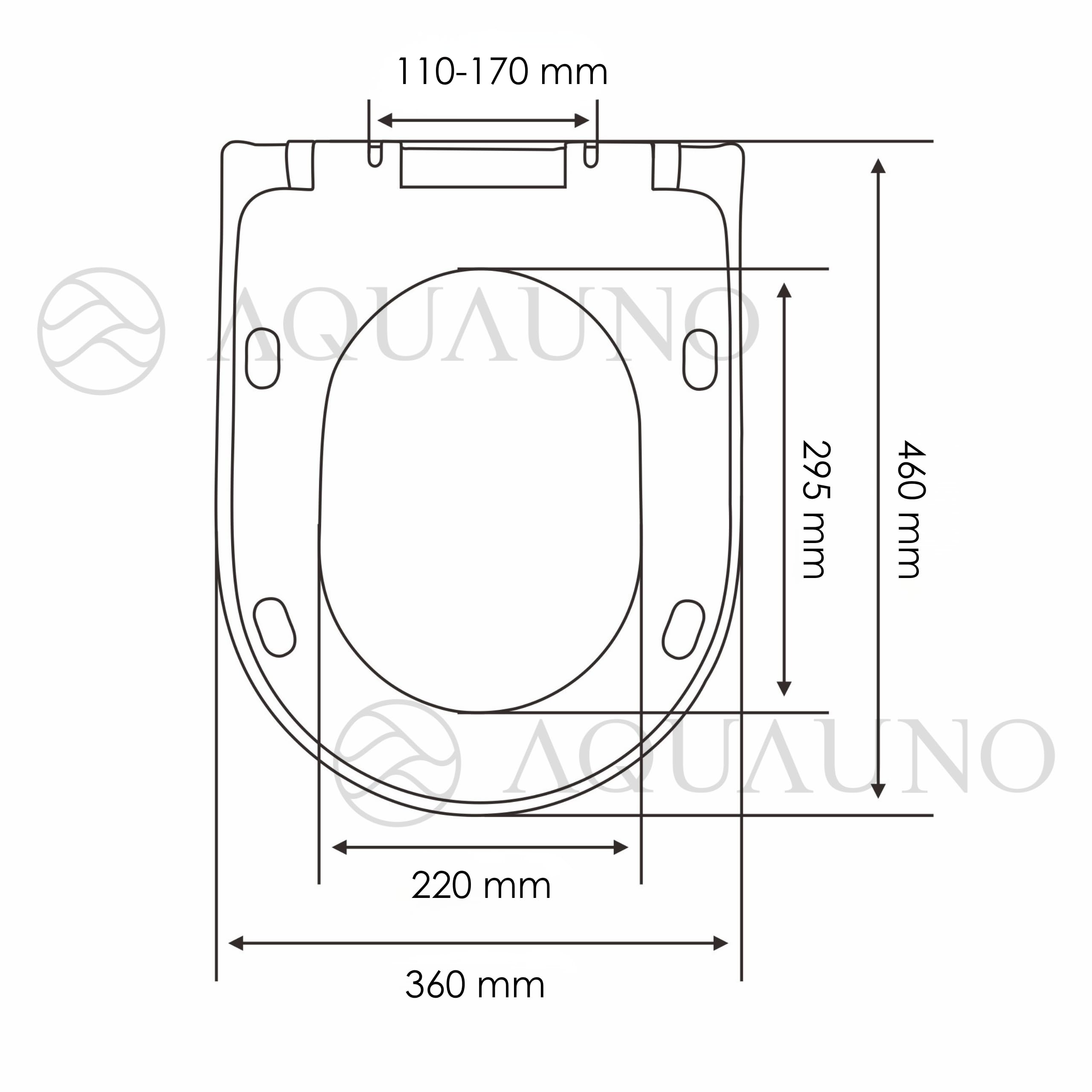 AquaUno NAVA deska sedesowa wolnoopadająca, kształt litery D, 460 x 360 mm, deska sedesowa z polipropylenu, Quick-Release, Top-Fix, zawiasy ze stali nierdzewnej