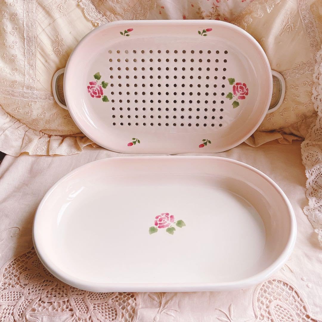 8/31まで限定価格♡マニーローズホーローコランダープレートセットイマン薔薇琺瑯 8/31まで限定価格♡マニーローズホーローコランダープレート