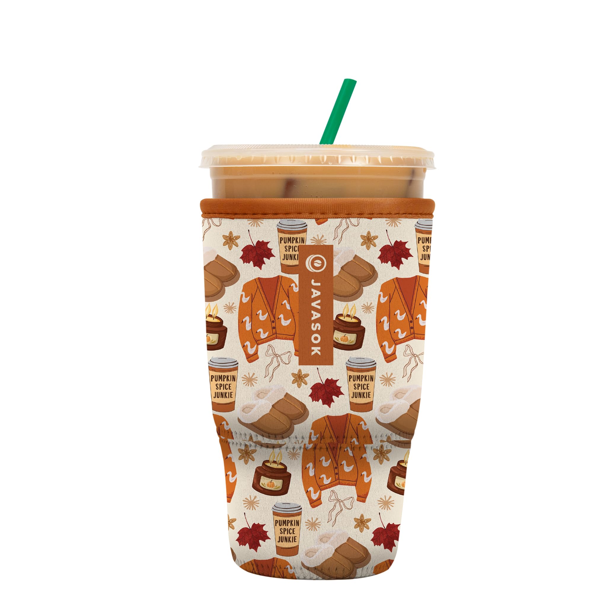 Sok It JavaSok Iced Coffee &amp; Cold Soda Insulated Neoprene Cup Sleeve (Just a Fall Girlie, Large: 30-32oz)