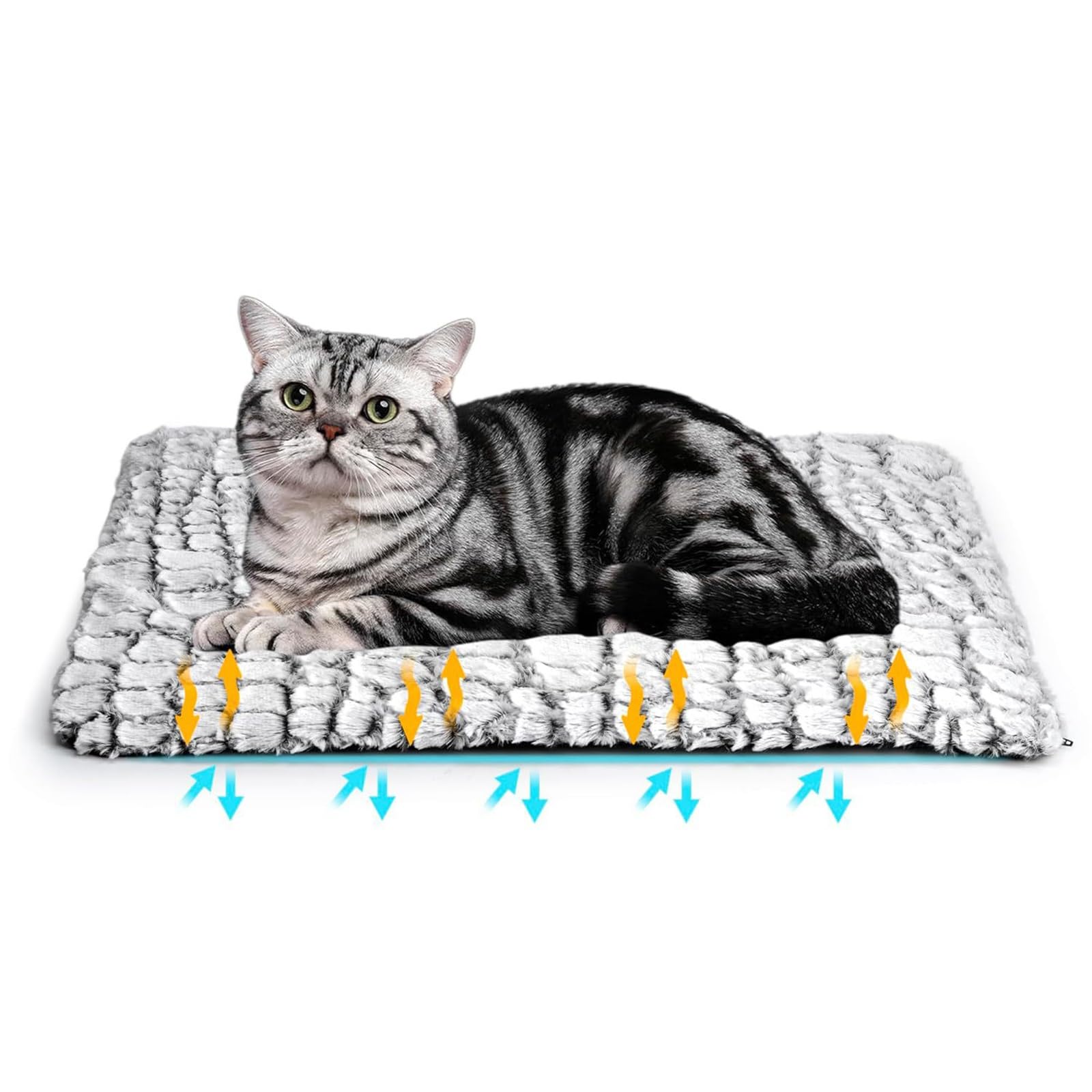 Selbstwärmende Katzenmatte, Selbstheizende Hundedecke, Weich und Bequem, Waschbarer Bezug, Sicher und rutschfest, für Verschiedene Haustiere Geeignet(Large)
