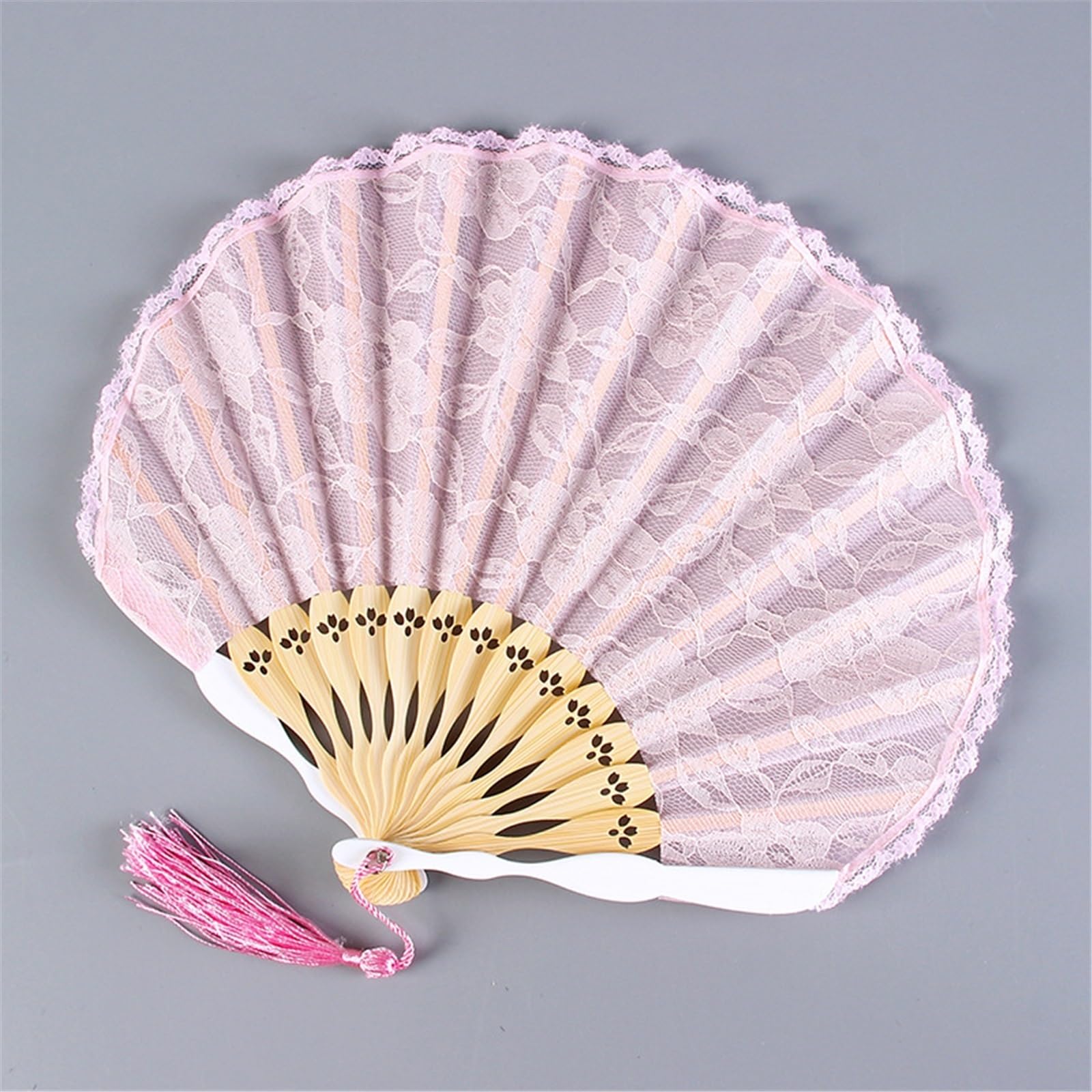 SXTYYH Hand Fans for Women Foldable, Reusable Chinese Japanese Vintage Bamboo Lace Shell, Dance Decorations Festival Gift, Folding Handheld Fan(Pink)