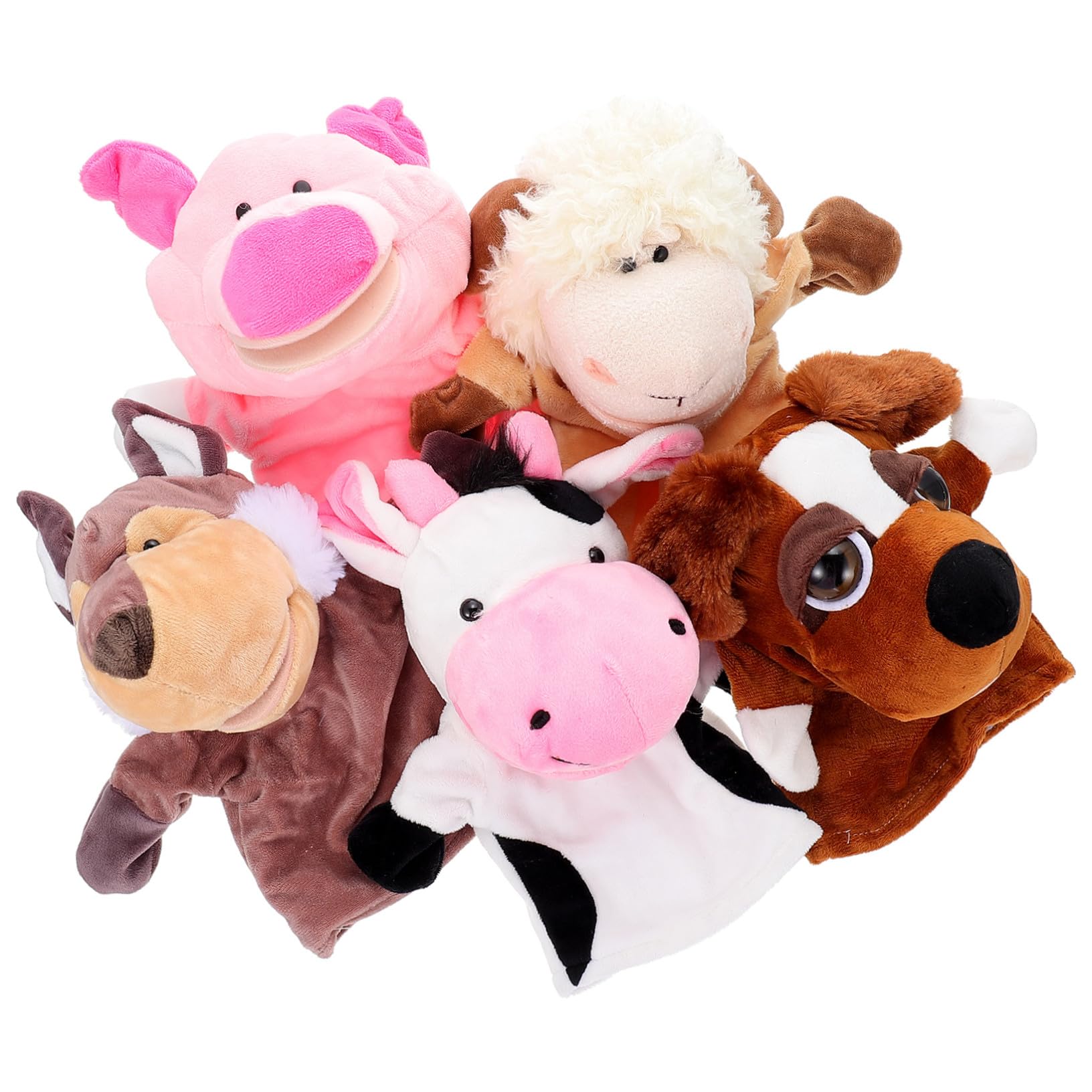 Marionetas de Mano Animales 5 Piezas, Muñecos de Boca Móvil | Algodón Pp y Felpa Corta, para Contar Historias y Juego Imaginativo, Pack Pensado para Ñiño y Papá
