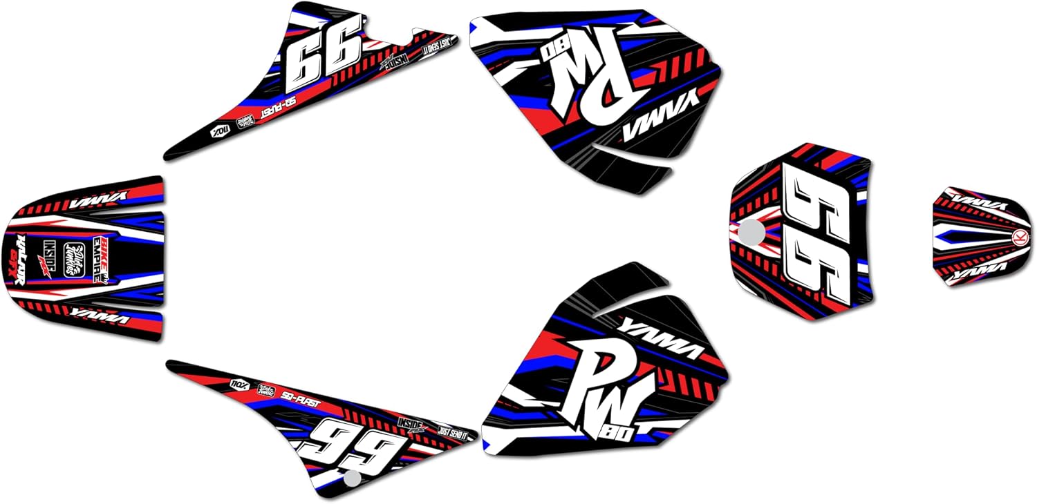 Graphics Kit for YAMAHA PW80 (All Years) PRIME Series Red 16 Mil - On/Off the Road - Dirt pit bike motorcycle stickers, dirtbike racing automotive decal motocross accessories no-plastics
