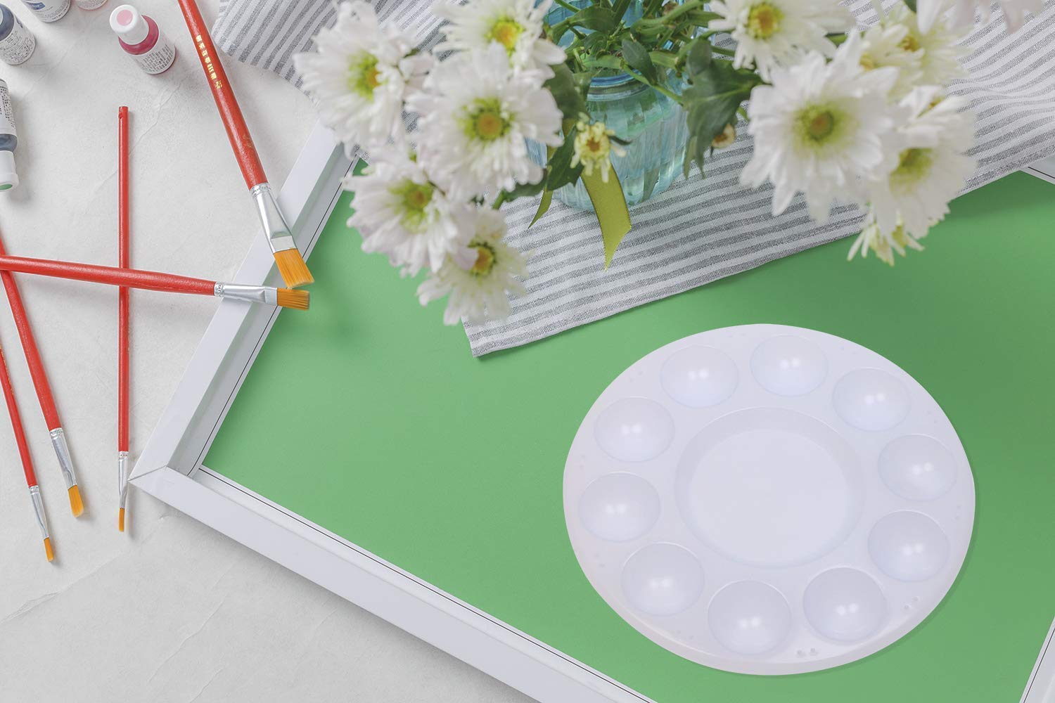 PENTA ANGEL Art Paint Tray Palette 3Pcs 10 Well Plastic Round Paint Tray for Watercolor Painting(Round-3PCS) - Image 3