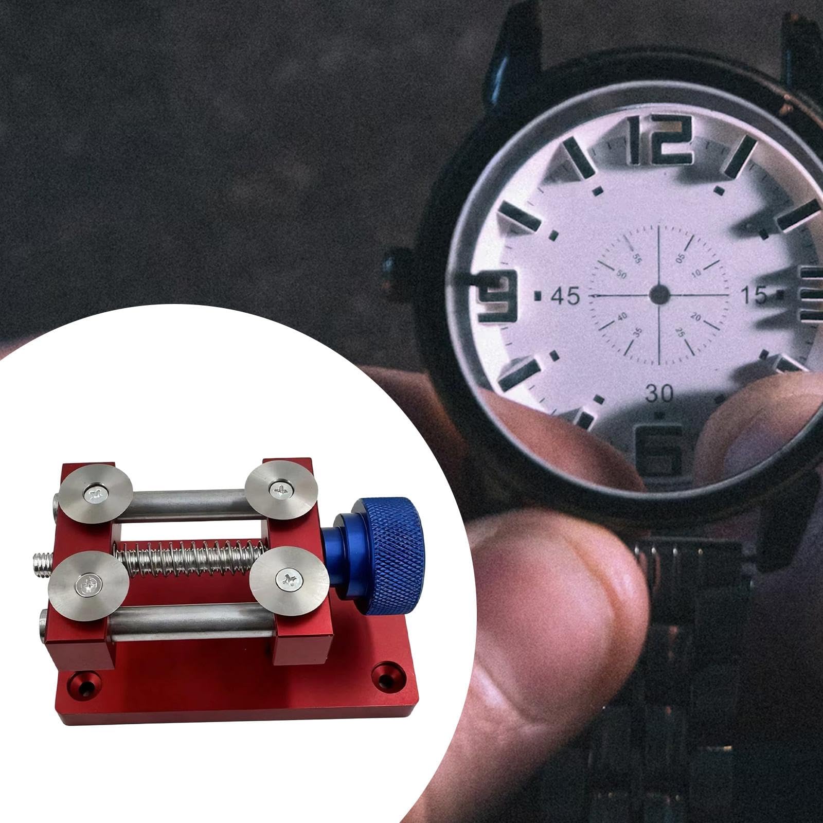 Abridor de Bisel de Reloj, Herramienta Ajustable para Desmontar Cajas Metálicas, Herramienta Profesional para Reparación de Relojes, Banco de Trabajo, Rojo