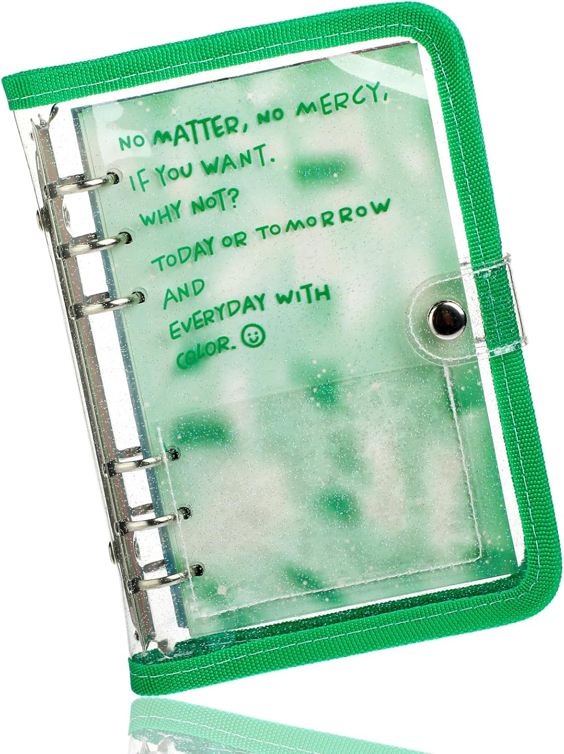 NEWEST A6 Glitter Binder Notebook Clear 6Ring Binder