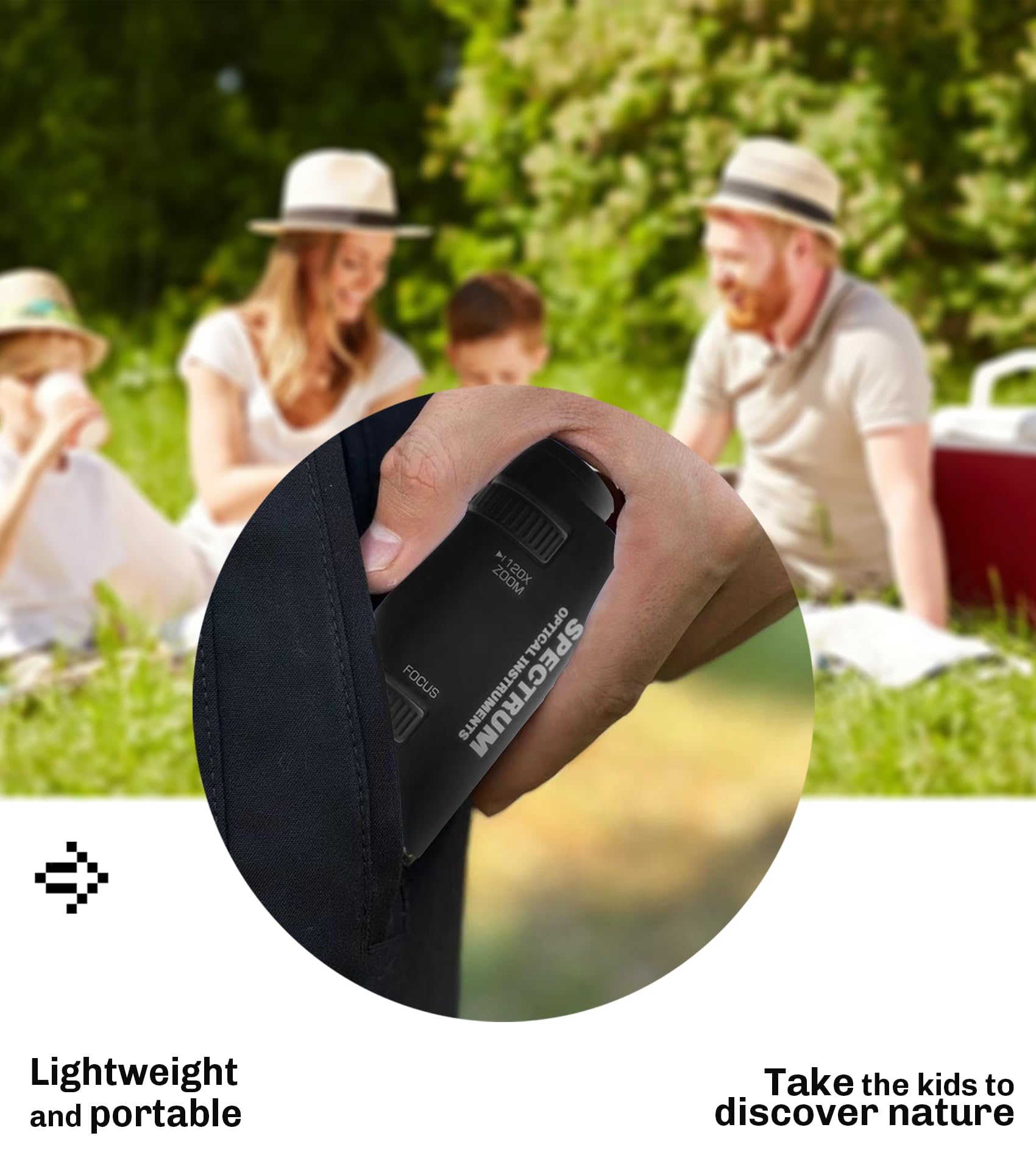 Pocket Microscope for Kids,60X - 120X Portable Microscope for Kids, Handheld Microscope with 8 Spicemen Slides, Kids Microscope for Students, Black Microscope