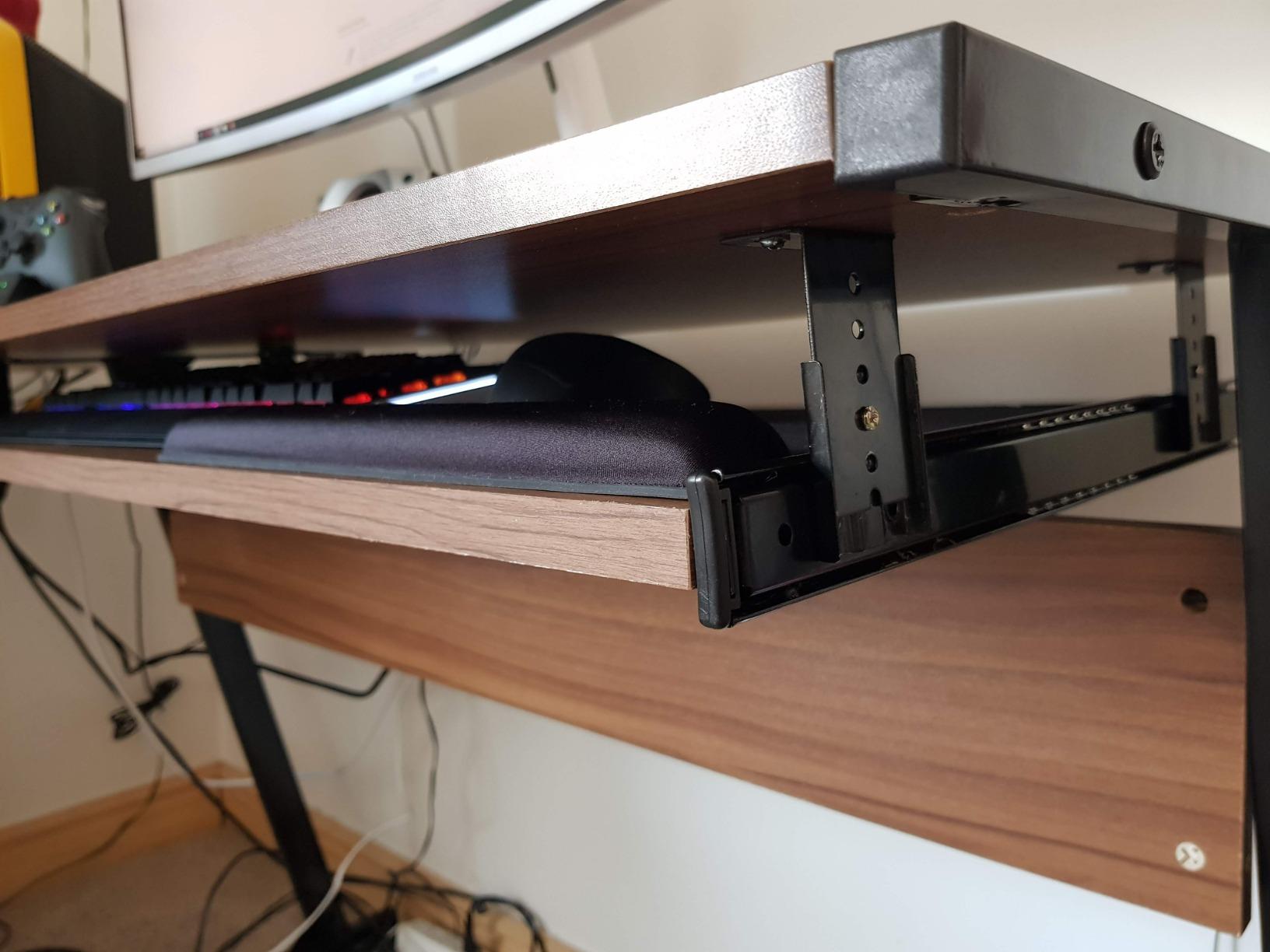 Keyboard Shelf Runners Adjustable Under Desk Computer Slides Steel with