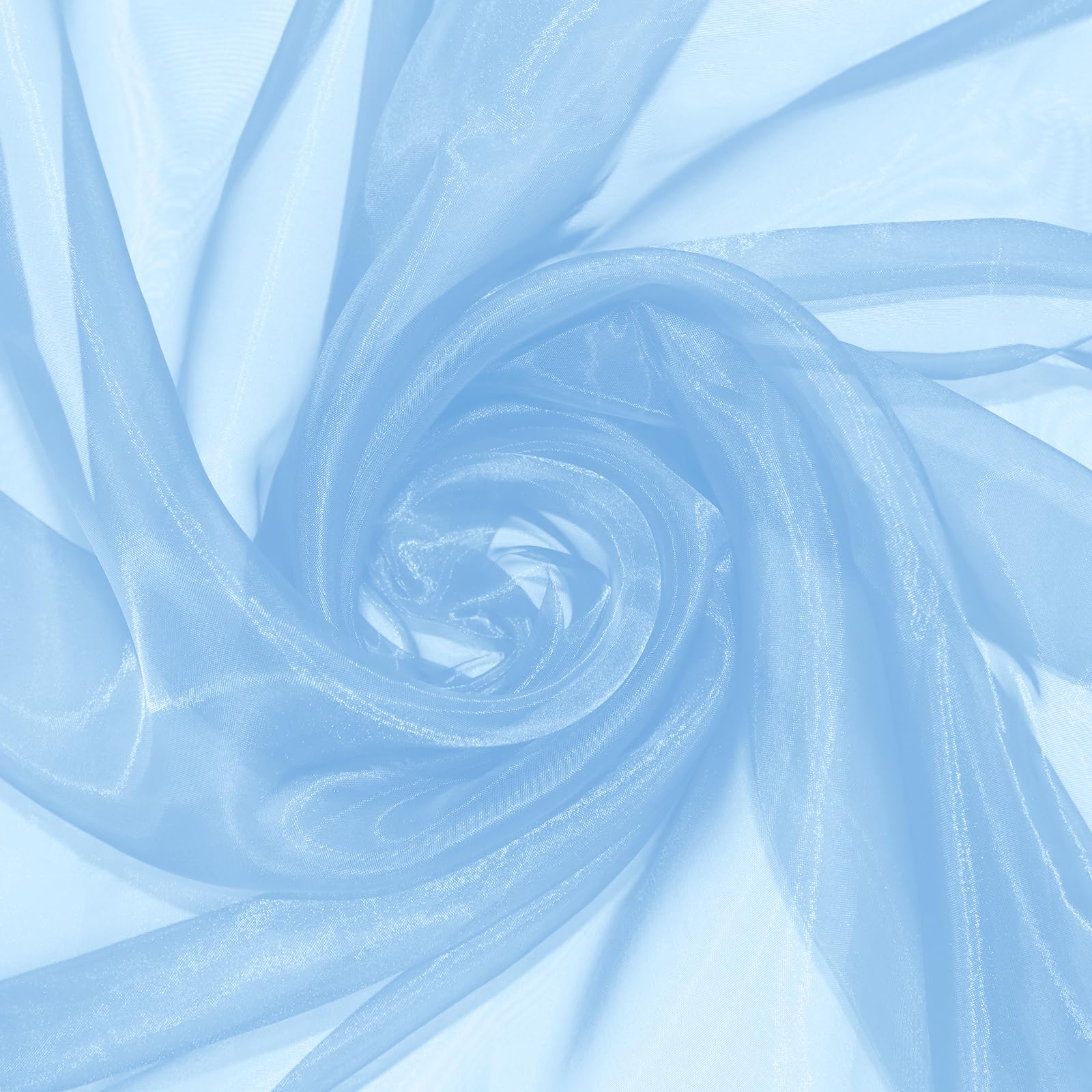 P Pothuiny Sheer Organza Fabric by The Yard, 10 Yards x 60 Inch Wide Bridal Light Blue Organza Tulle Fabric Roll Shiny Gauze Fashion Dress Sewing Craft for Wedding Party Decorations Backdrop