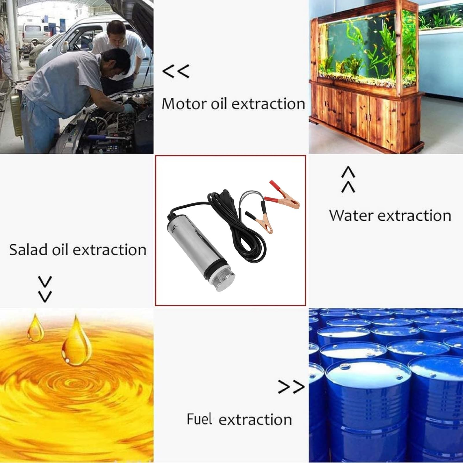 Pompa sommergibile per trasferimento liquidi, Pompa sommergibile in acciaio inossidabile DC 24V per strumento di rifornimento cherosene per olio diesel ad acqua macchine edili e macchine agricole