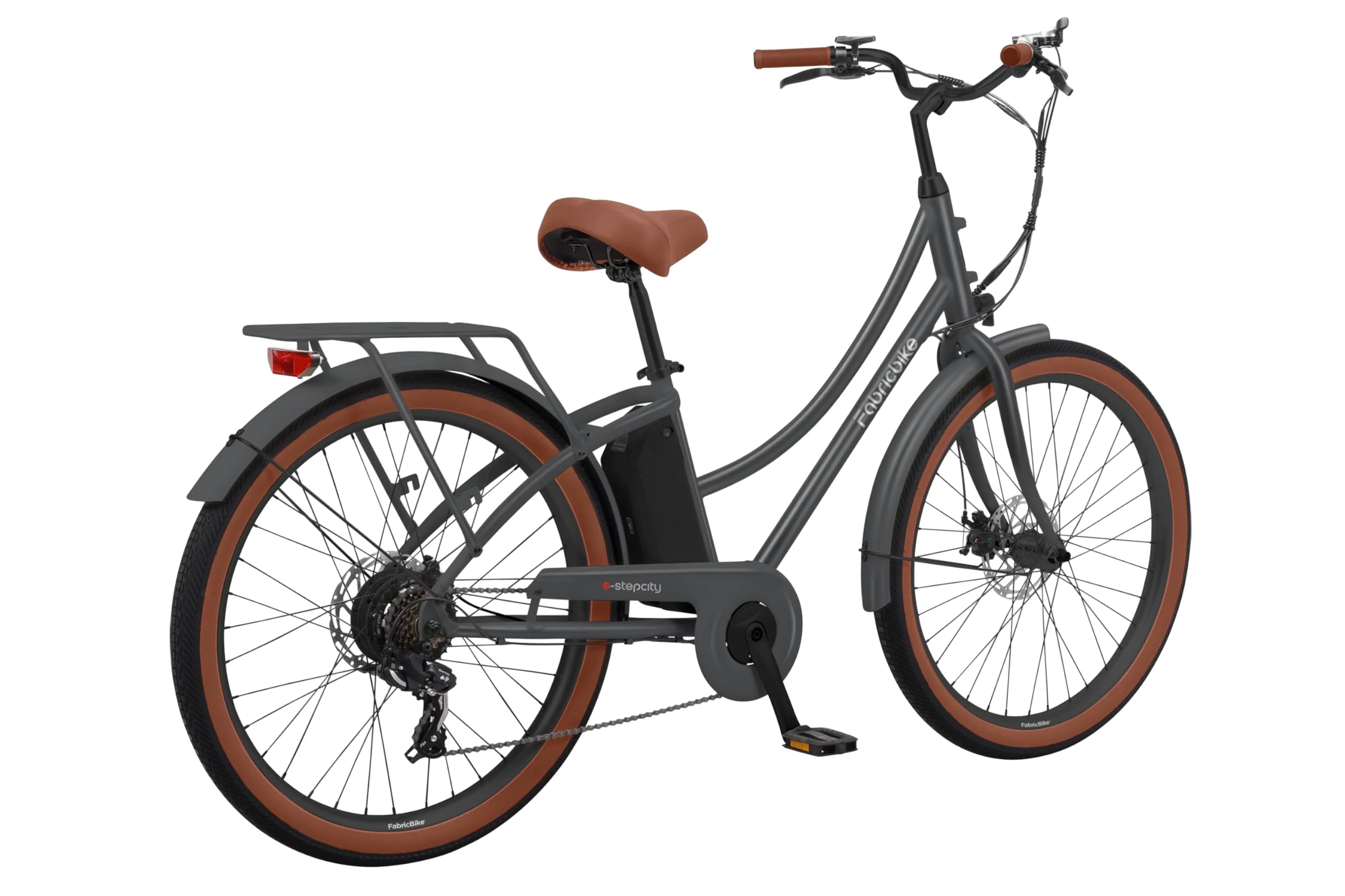 FabricBike E-Stepcity Vélo Électrique – 250W, Batterie 36V, Autonomie 60 km, 7 Vitesses Shimano, Freins à Disque, Cadre Ouvert, Éclairage & Porte-Bagages