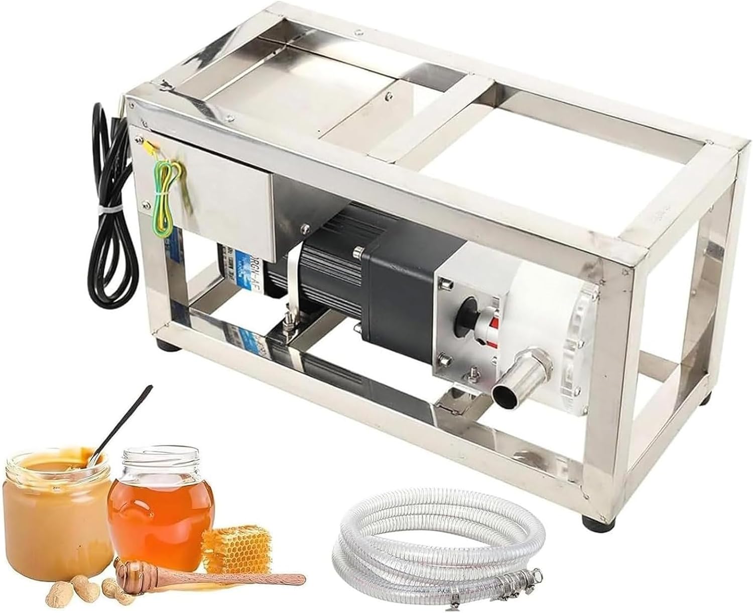 Electric Liquid Transfer Pump for Viscous Fluids, Stainless Steel Construction, Adjustable Speed, 3m Hose, Ideal for Honey and Food Fluid Transfer, 6-10L/Min