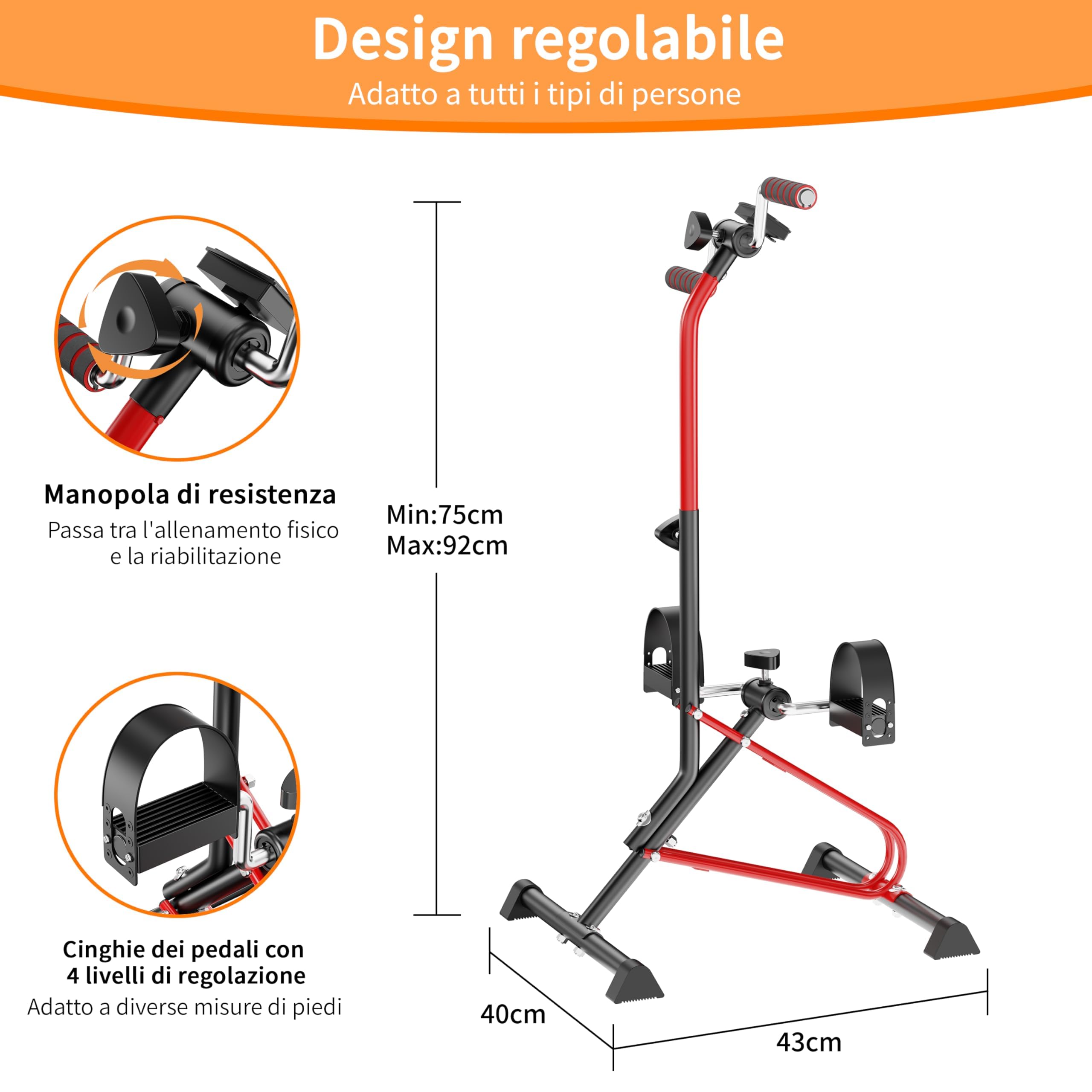 Pedaliera Riabilitazione con Schermo LCD per Gambe e Braccia, Cyclette mini con manubrio e display per ginnastica passiva, bici da camera per casa e home gym