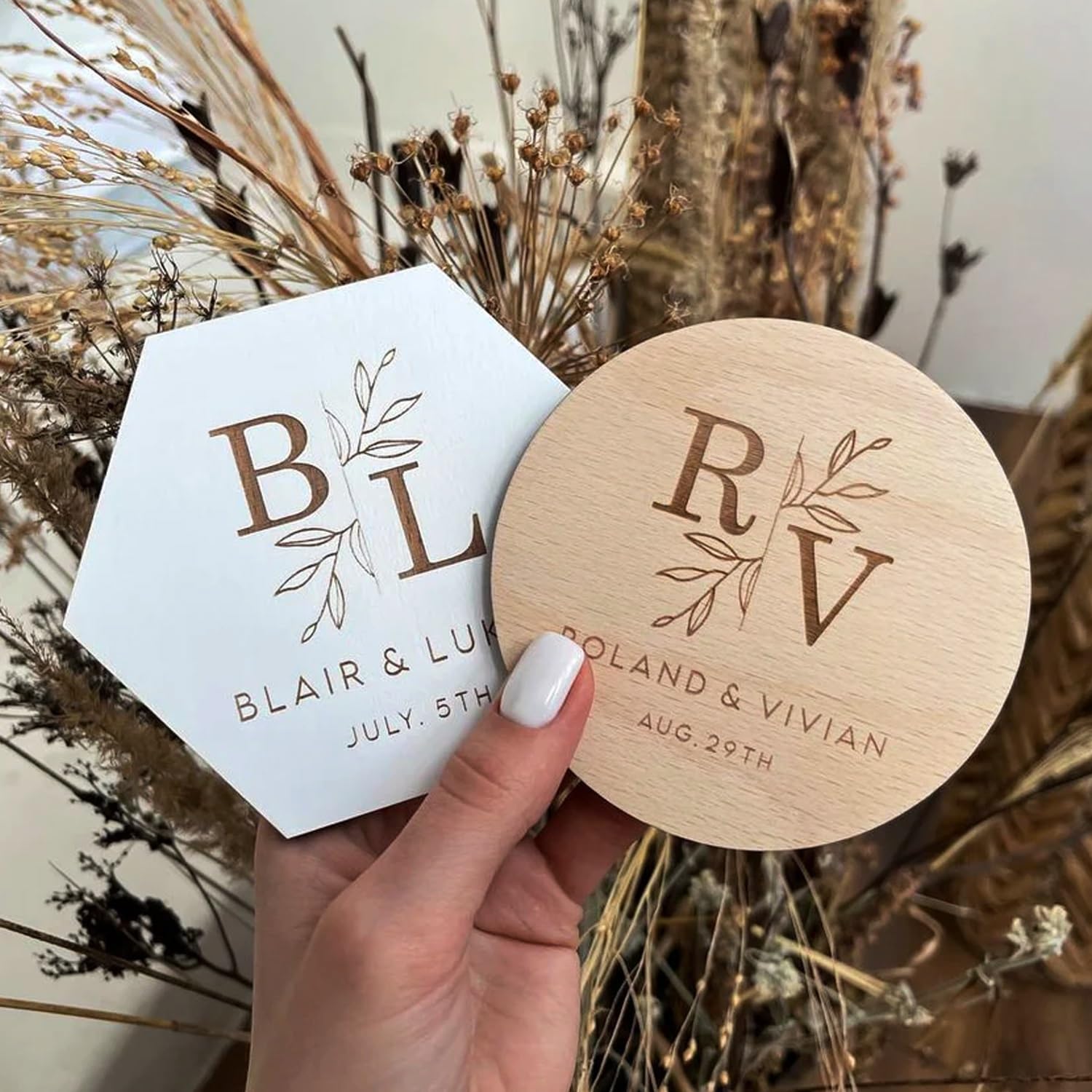Posavasos De Regalo Personalizados, Posavasos De Boda, Regalos De Boda For Invitados Al por Mayor, Posavasos De Regalo De Boda, Posavasos De Boda, Adornos De Boda De Madera,(80pcs)
