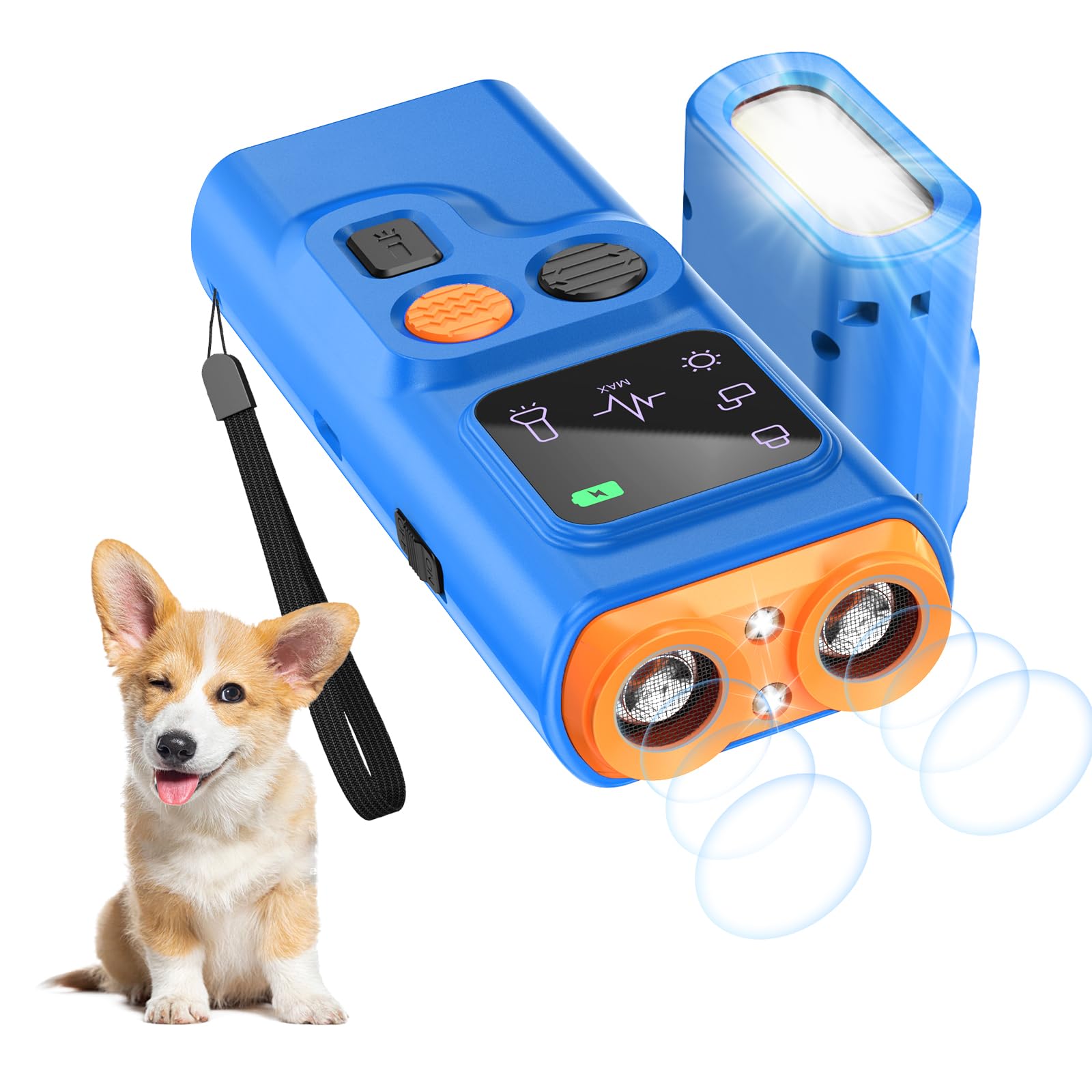 Antibell für Hunde, Ultraschall Anti Bell Gerät ​Bellenstopper Hund, Ultraschall-Anti-Bellgerät Hundebellen-Abschreckmittel Hunderindenstopper für Kleine Große Hunde Innen Außenbereich Antibellrorange