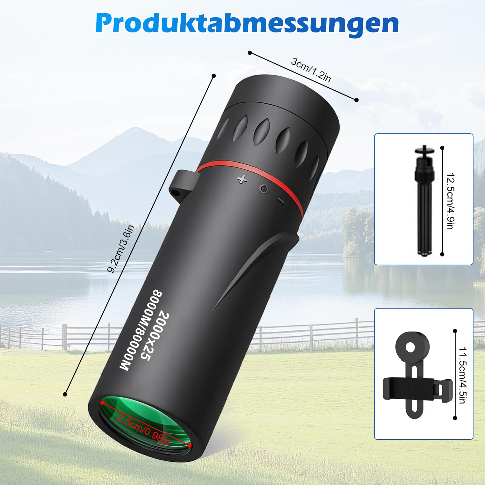Prismáticos monoculares compactos con zoom 10-20x, 9 x 3 cm, con prisma BAK4 y FMC, incluye soporte para smartphone y trípode, telescopio impermeable para adultos, ideal para senderismo, montañismo