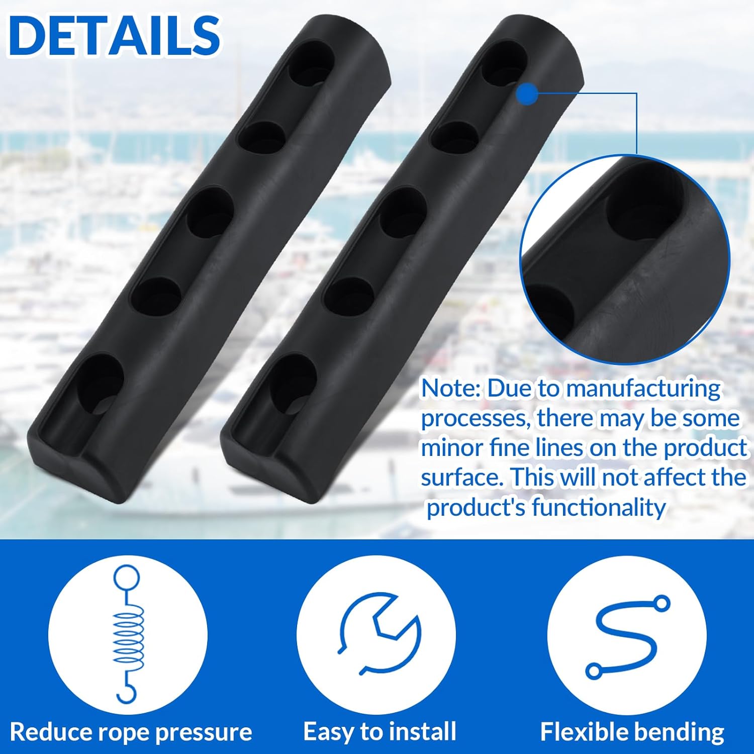 Seenelling 1 Pack Marine Rubber Boat Dock Line Mooring Snubbers for 13/16" to 7/8" Rope, Made of Rubber, Mooring Anchor Snubber Reduce Shock & Protect Dock Lines for Boats, Pontoon & Yacht