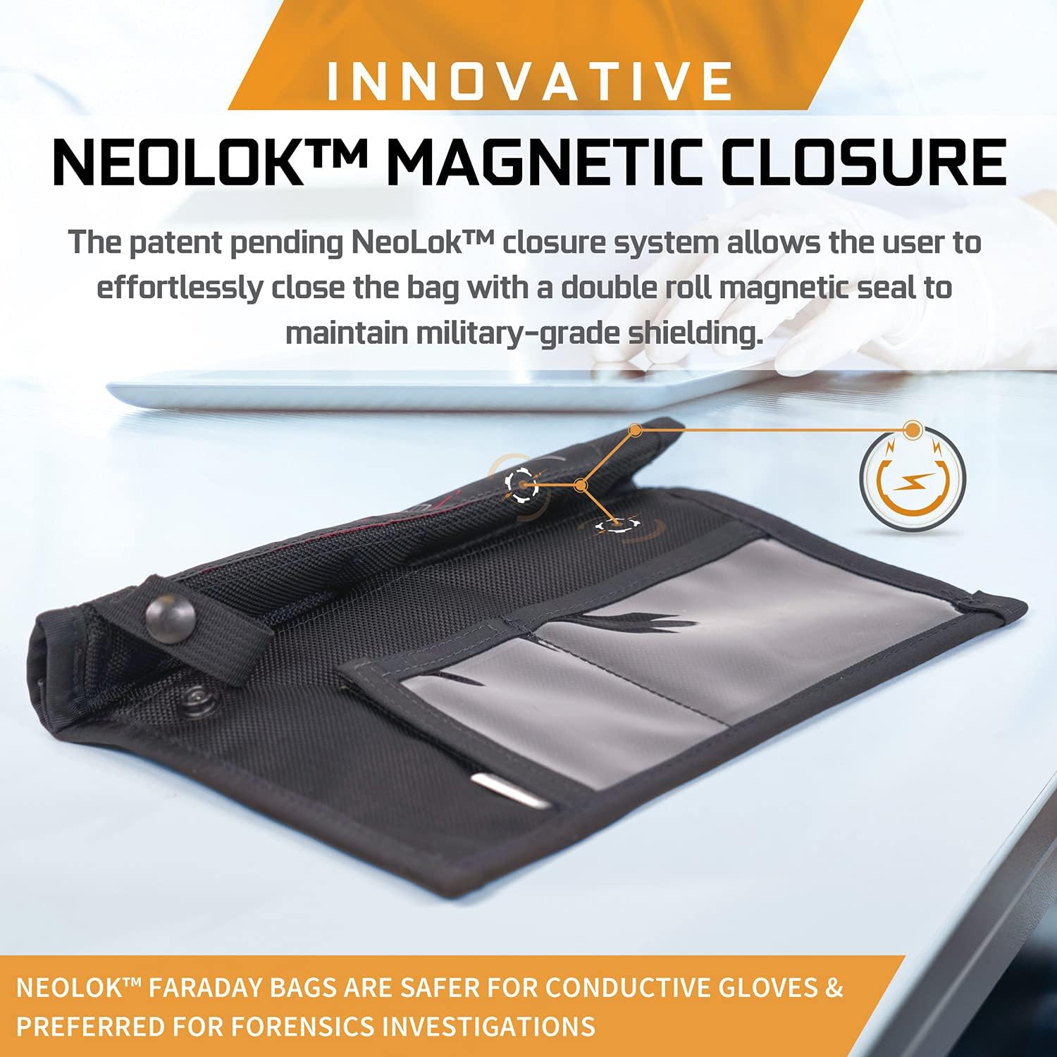 Mission Darkness NeoLok Non-window Faraday Bag for Phones (+ Secure Magnetic Closure) // Device Shielding for Law Enforcement & Military, Data Security, Anti-hacking & Anti-tracking Assurance