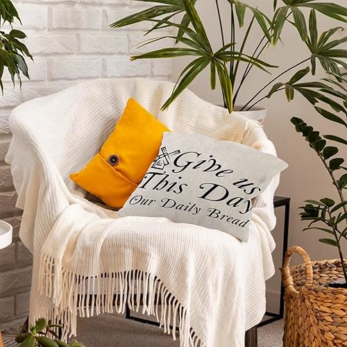 Miniatura 2 de Breathable Throw Pillow Cover 16x16 Inch Give Us This Day Our Daily Bread Elegant Pillow Case Accent Décor Square Linen Pillow Shams for Gallery