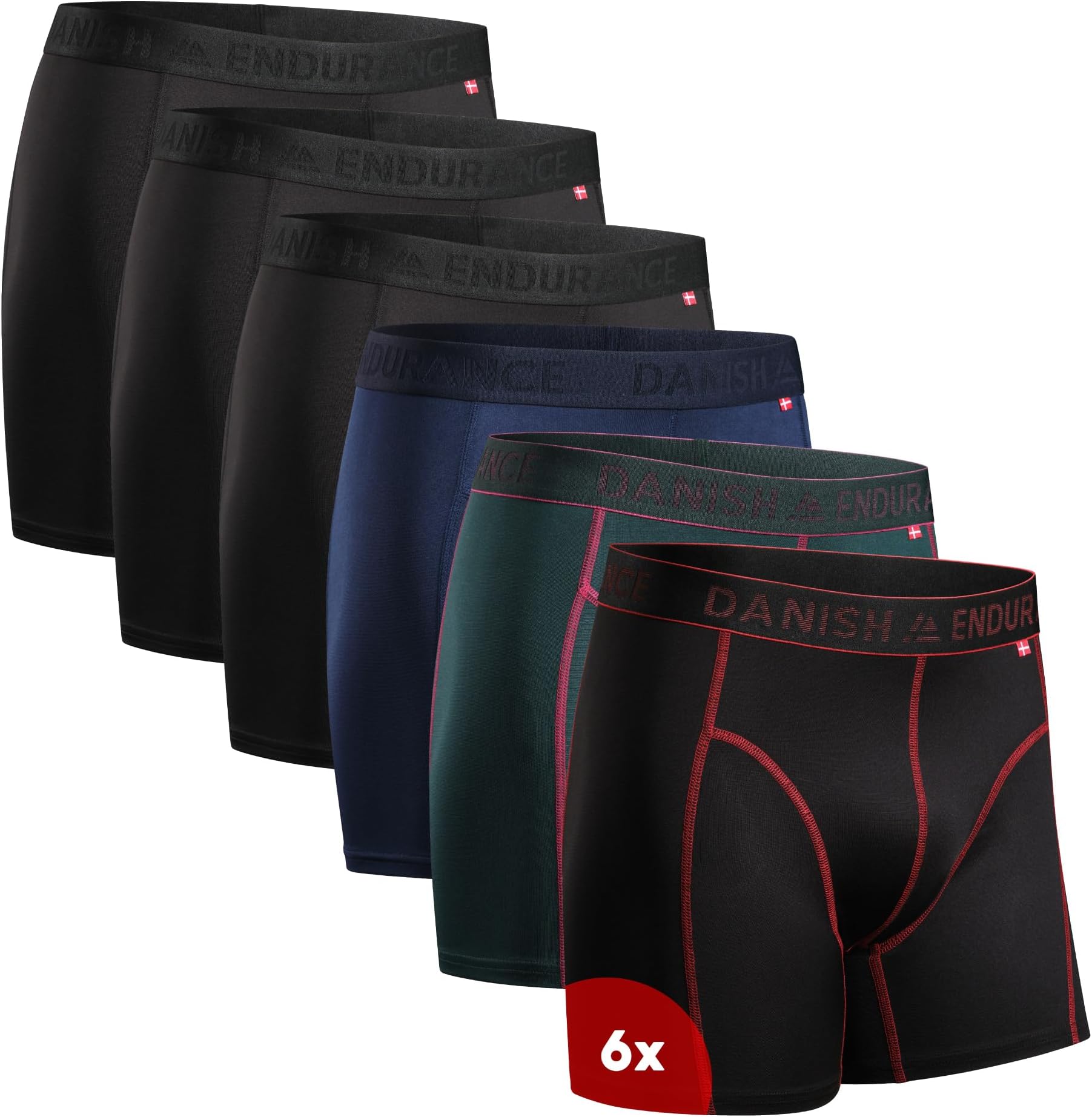 Men's Performance Boxer Briefs (6-Pack) – Moisture-Wicking, Quick-Dry Comfort with Extra-Long Fit