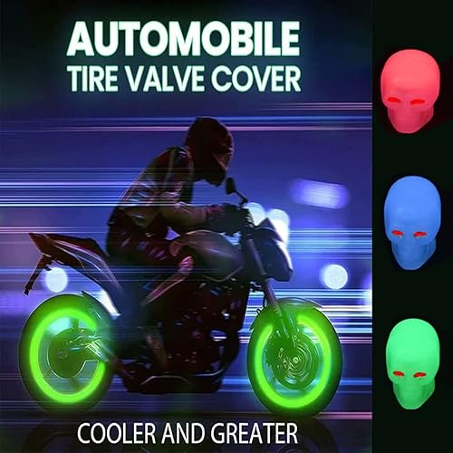 Vista 3 de 12 tapas universales fluorescentes para válvulas de neumáticos de automóvil, tapones luminosos para válvulas de neumáticos que brillan en la Azul-B