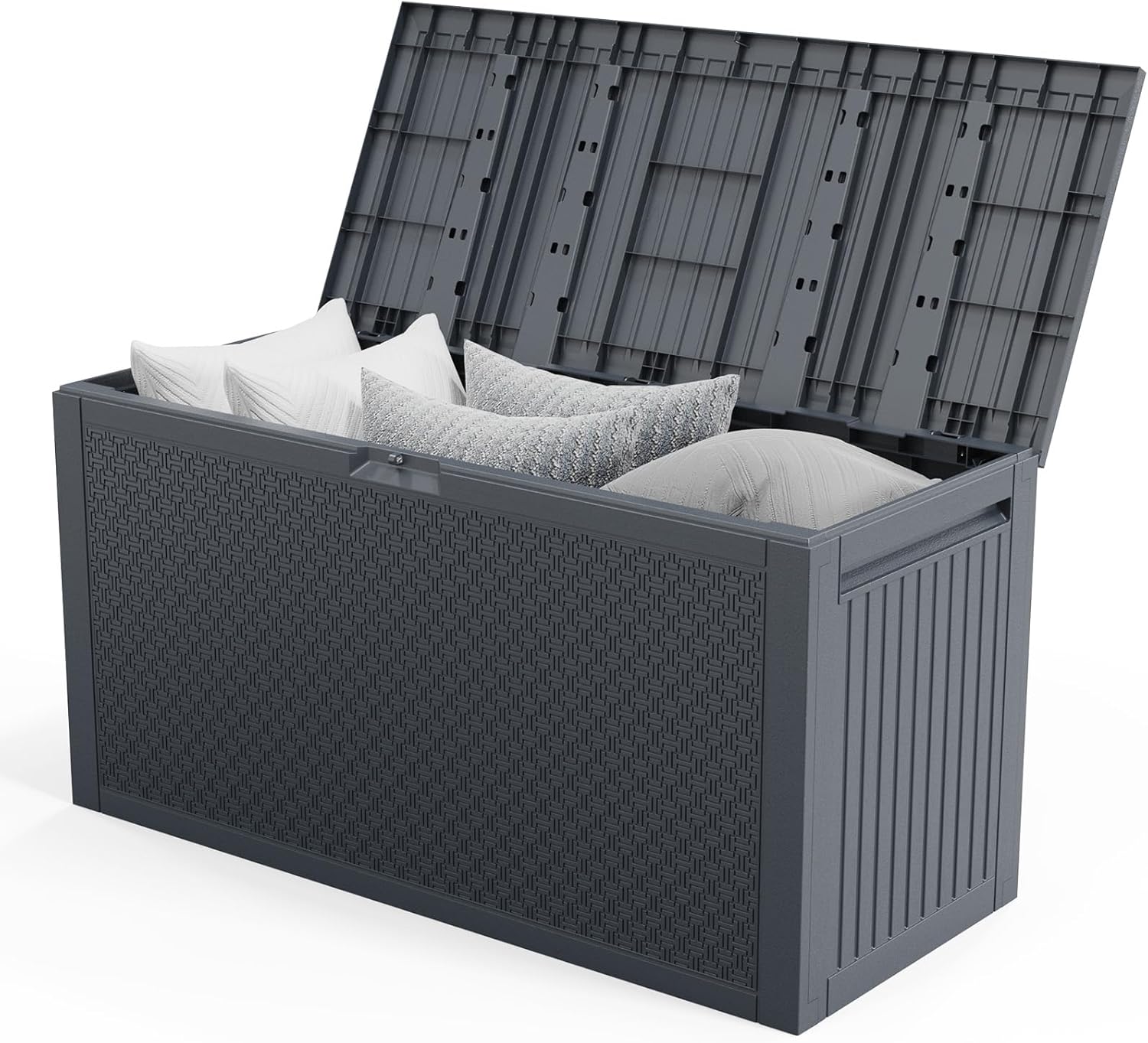 Large Outdoor Storage Box for Garden Tools, Cushions, Toys and Patio Accessories – Weather-Resistant Plastic Deck Chest with Lockable Lid