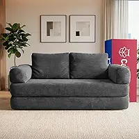 Sofá Cama Smartbox 1,88m Airpress Xpandtech D33 Tecido Velourê Cinza Escuro Cama Inbox