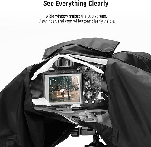 Miniatura 5 de NEEWER Cubierta de lluvia para cámara, impermeable de nailon duradero de gran tamaño compatible con cámaras Canon Sony Nikon DSLR sin espejo Vlog y