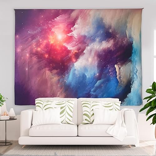 Miniatura 7 de willyang Tapiz de cielo nocturno, estrellado cósmico azul oscuro para dormitorio, sala de estar, oficina, diario, tapiz decorativo de pared (59.1 x