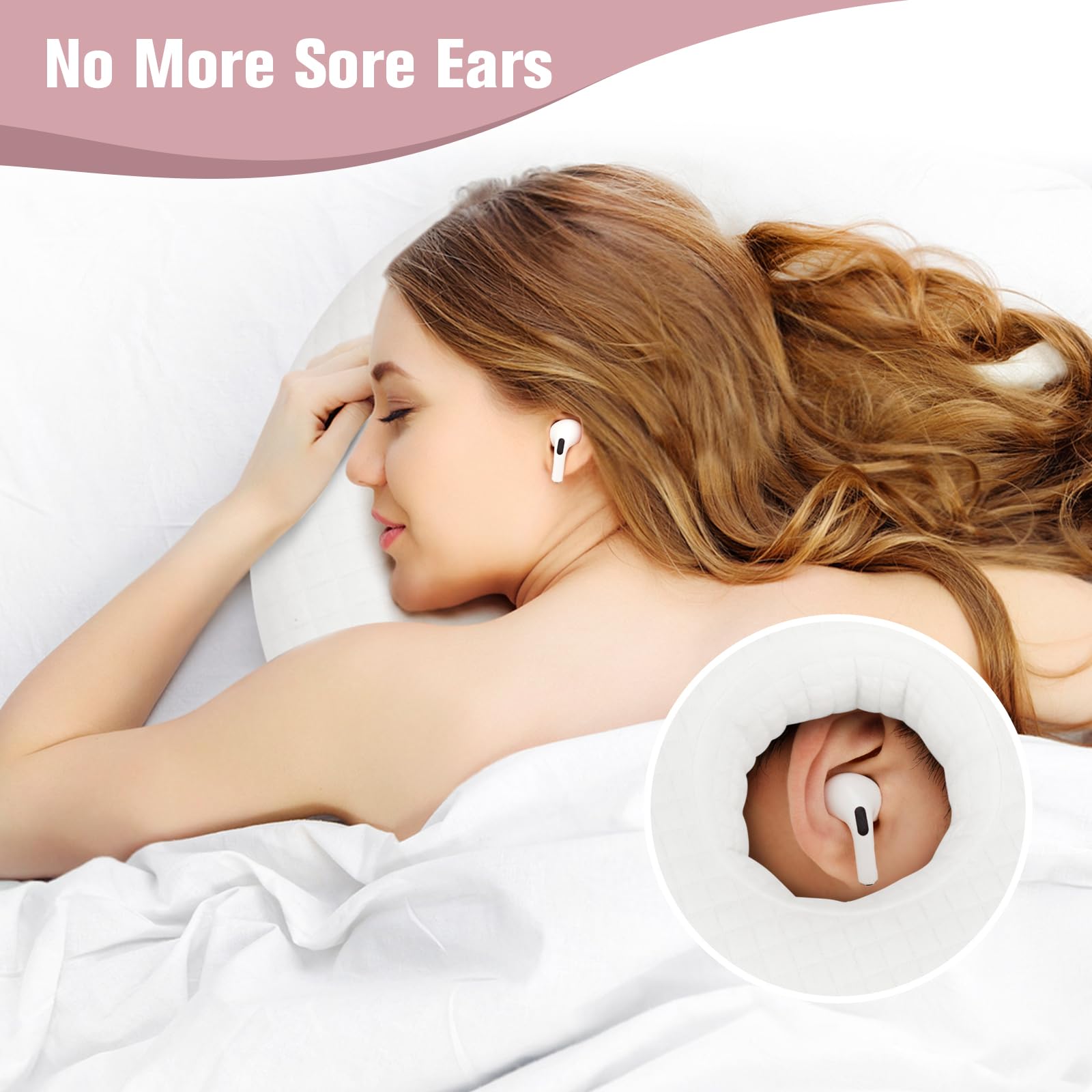 RoamReady Ear Piercing Pillow for Side Sleepers Ear Pillows with Holes for Pain Earring Inflammation Pressure Sores - Image 2