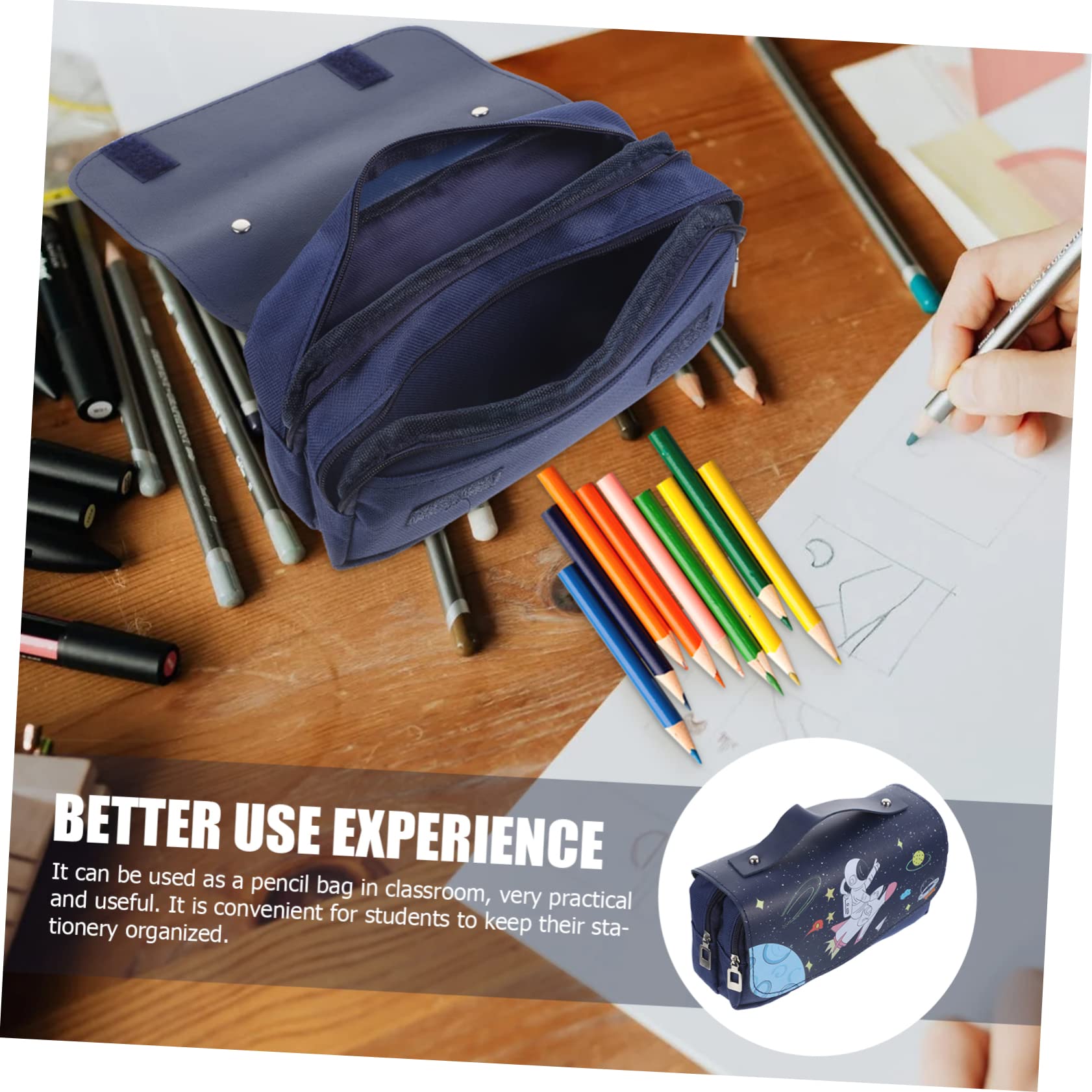Operitacx 4pezzi Astuccio Per Portatile Pu Organizer Per Cancelleria Per Scuola Studenti e Insegnanti Blu
