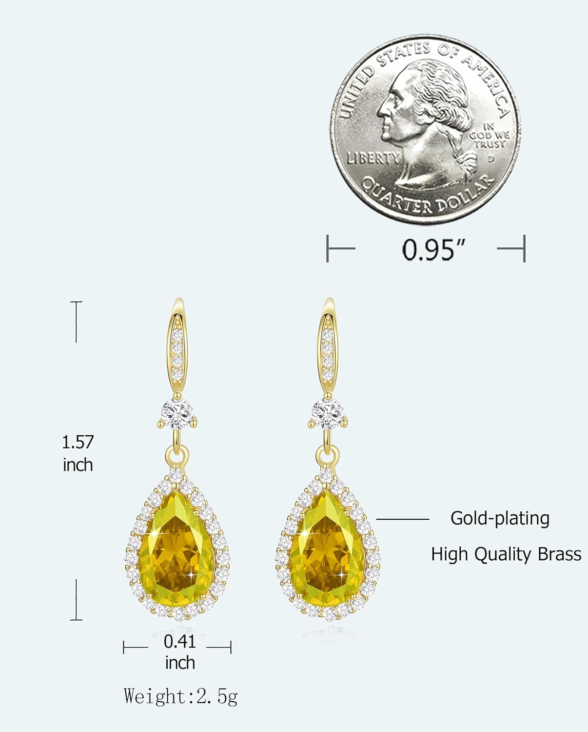 Diamond Dangle Earrings for Women Silver/Gold Plated Crystal Rhinestone Birthstone Drop Dangling Teardrop Earring Set Wedding Costume Jewelry Gift for Women - Image 3