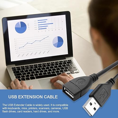 Miniatura 3 de Kumprohu Cable de extensión USB - Cable de extensión USB 2.0 macho a hembra - Extensor USB de múltiples longitudes para cámara web, auriculares VR,