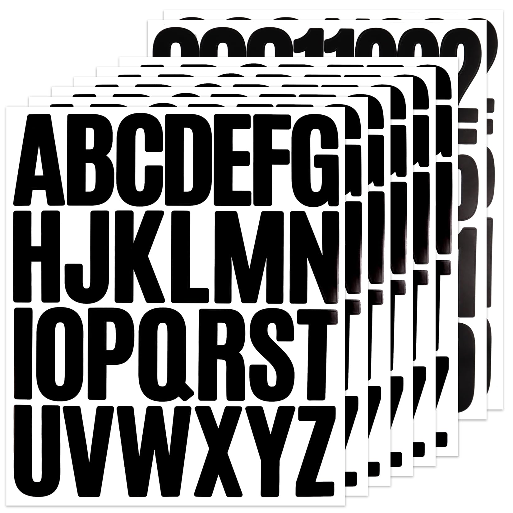 280 Alphabet Number Stickers, 8 Sheets 2 Inch Self-Adhesive Vinyl Letters Sticker Decals for Doors, Mailboxes, Scrapbooks, Home Decors - Black