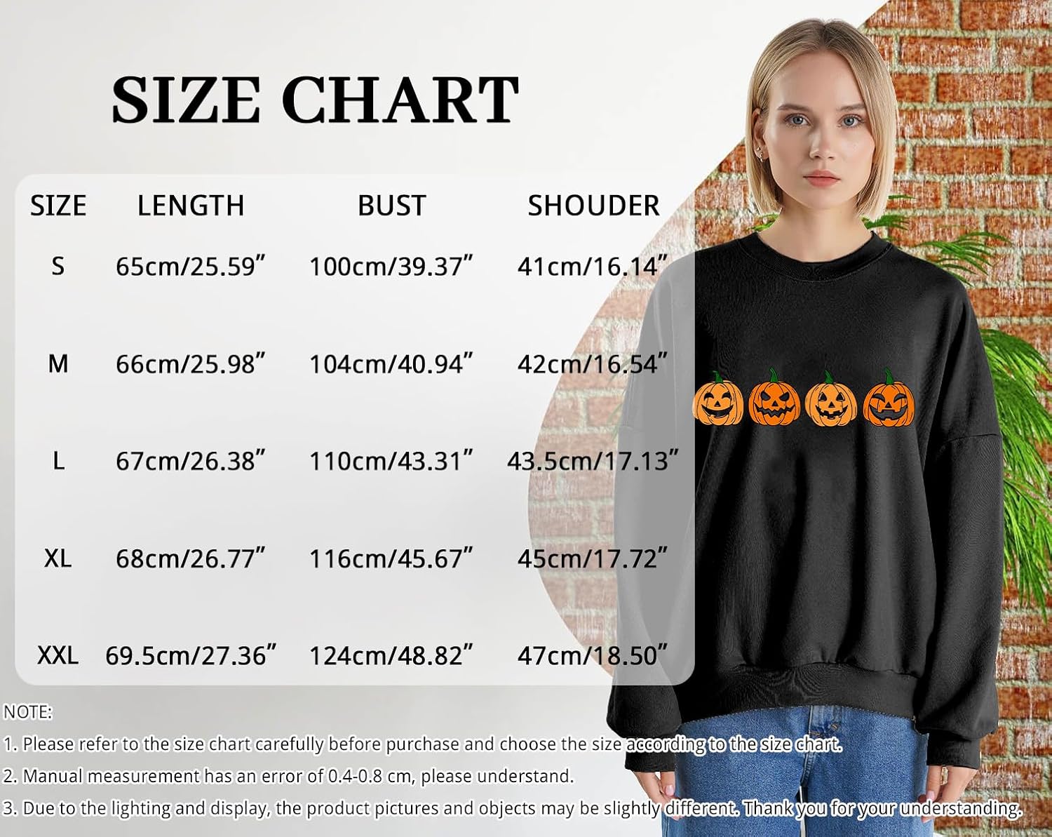 Halloween Sweatshirt for Women Pumpkin Face Pullover Fall Season Long Sleeve Thanksgiving Graphic Sweater Top - Image 6