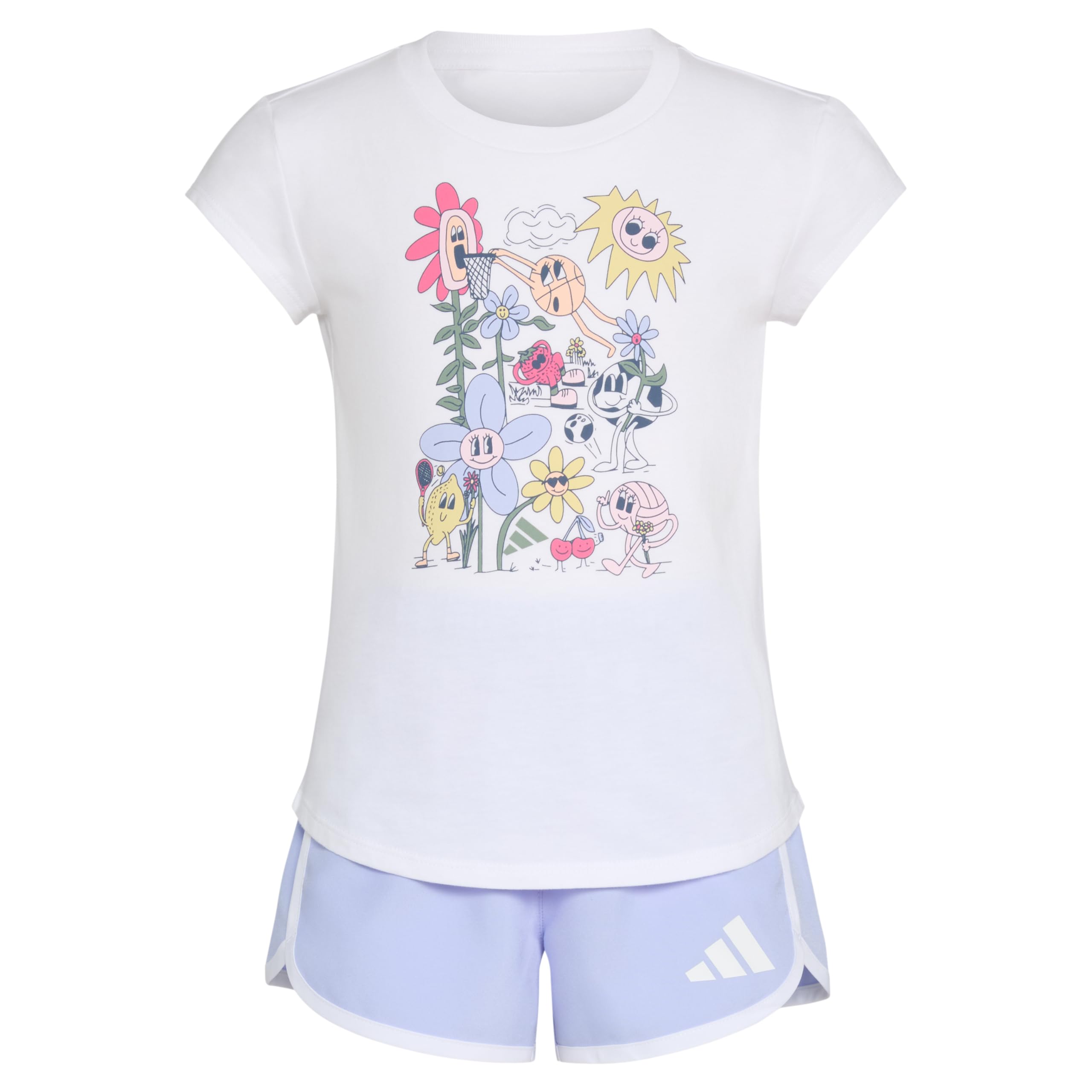 adidas cap Sleeve Tee Shirt And Woven Short Set da 2 Pezzi Composto da Maglietta e Pantaloncini (Pacco da 2) Bambine e Ragazze