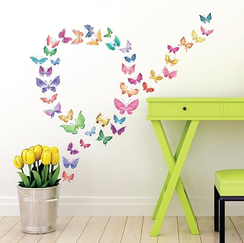 Miniatura 3 de DECOWALL DS-8022 Mariposas de acuarela para niños, calcomanías de pared para despegar y pegar, calcomanías de pared extraíbles para niños,