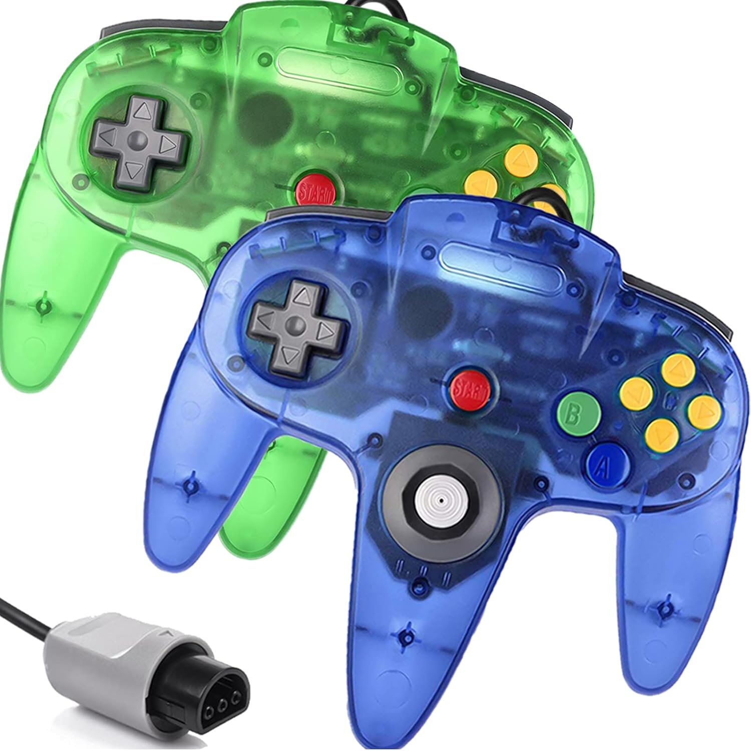 Srouwan N64 Controller, Classic Wired Controller with Upgraded Joystick for Original Nintendo 64 Video Game Console (Jungle Green and Sapphire Blue)