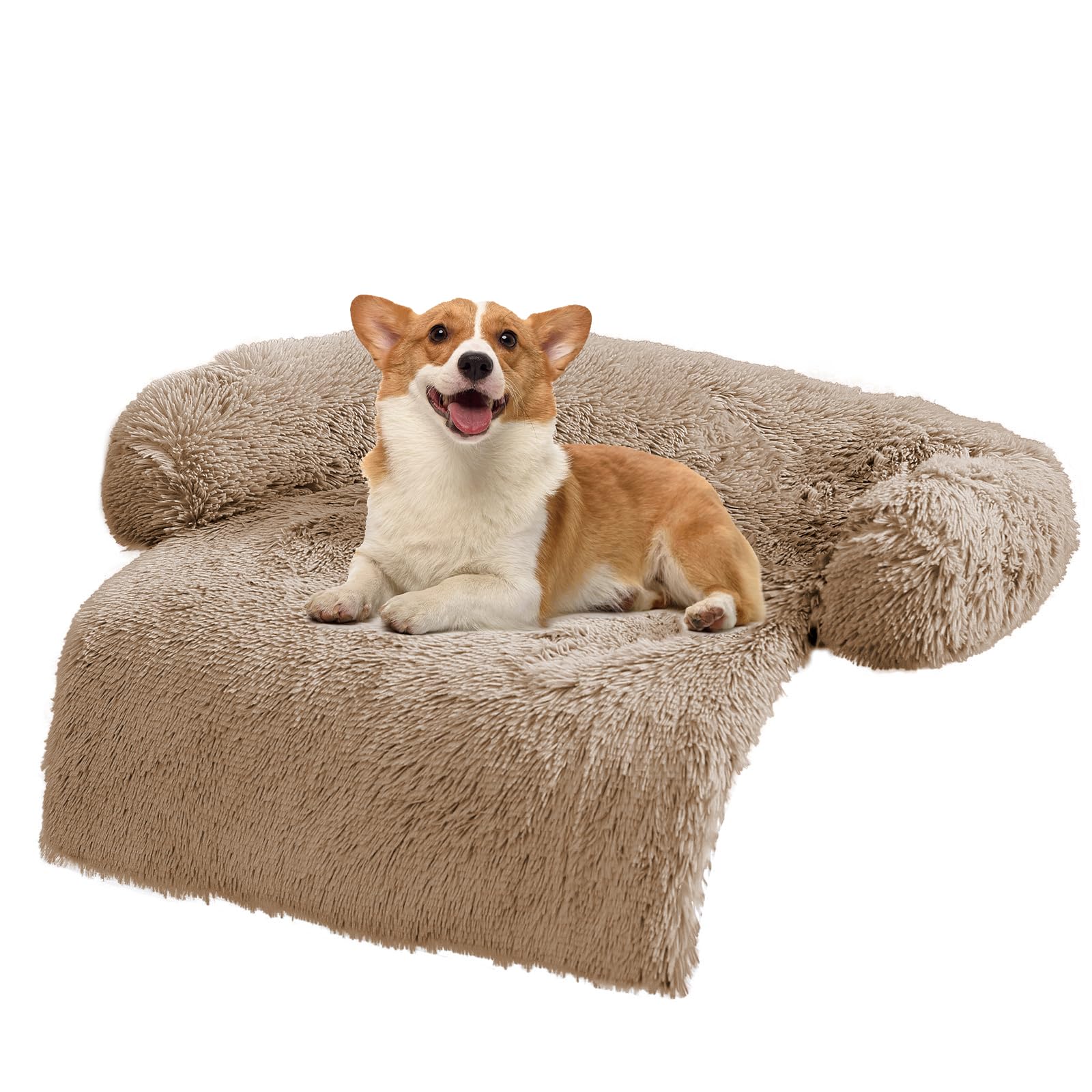 ANWA Soft Plush Dog Sofa Bed - Furniture Protector Cover Mat, Washable Couch Cushion 95x95x16cm โ image 1
