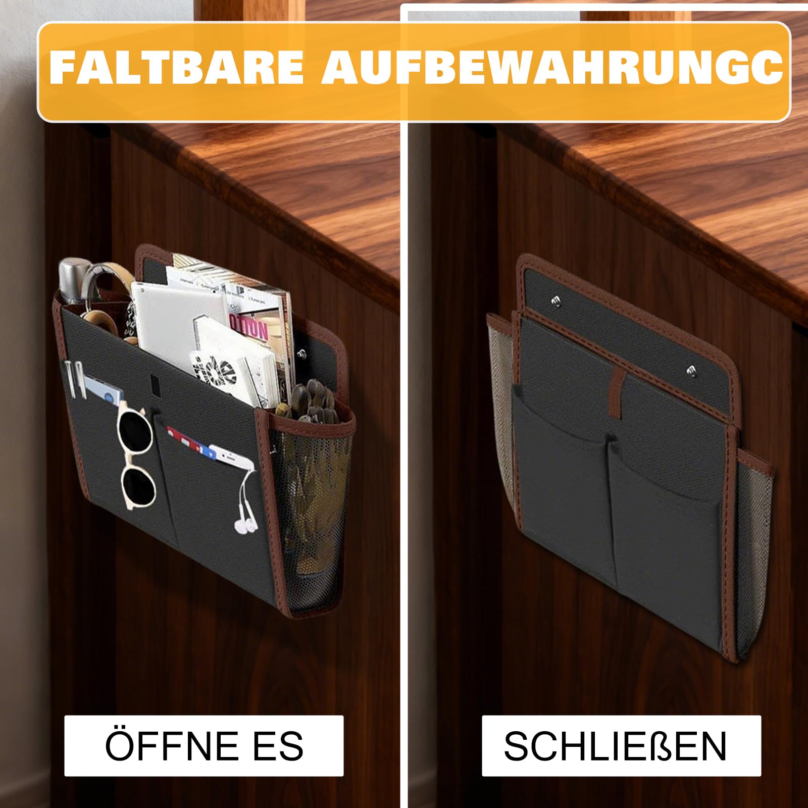 Organizer per camper, 2 pezzi, autoadesivo, da appendere, da campeggio, portatile, con tasca principale e tasca frontale e tasca laterale in rete, per camper, furgone, cucina, ufficio, bagno